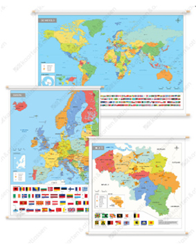 Schoolkaarten wereld, Europa en Nederland