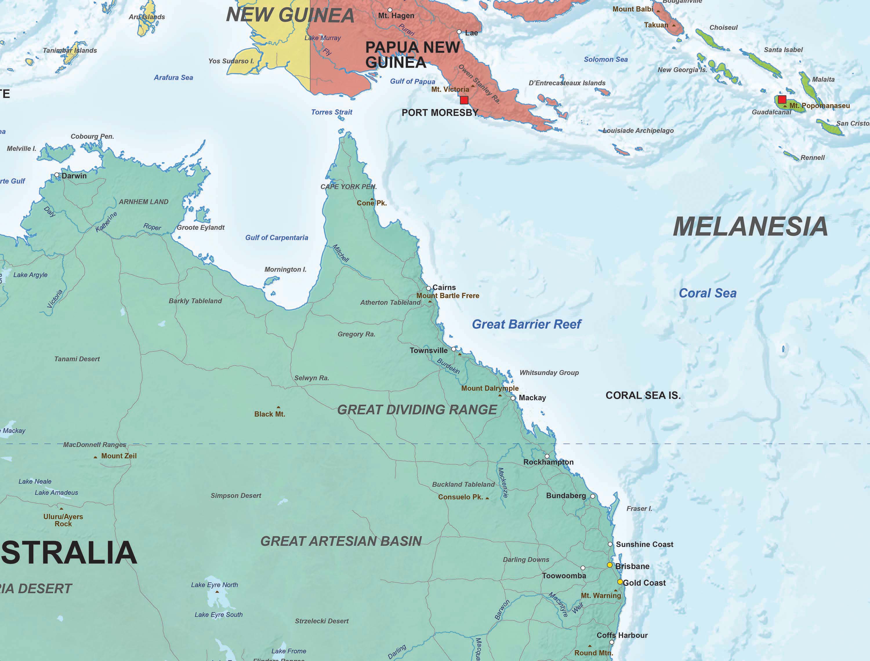 Digitale Australië kaart staatkundig 1306 | Kaarten en Atlassen.nl