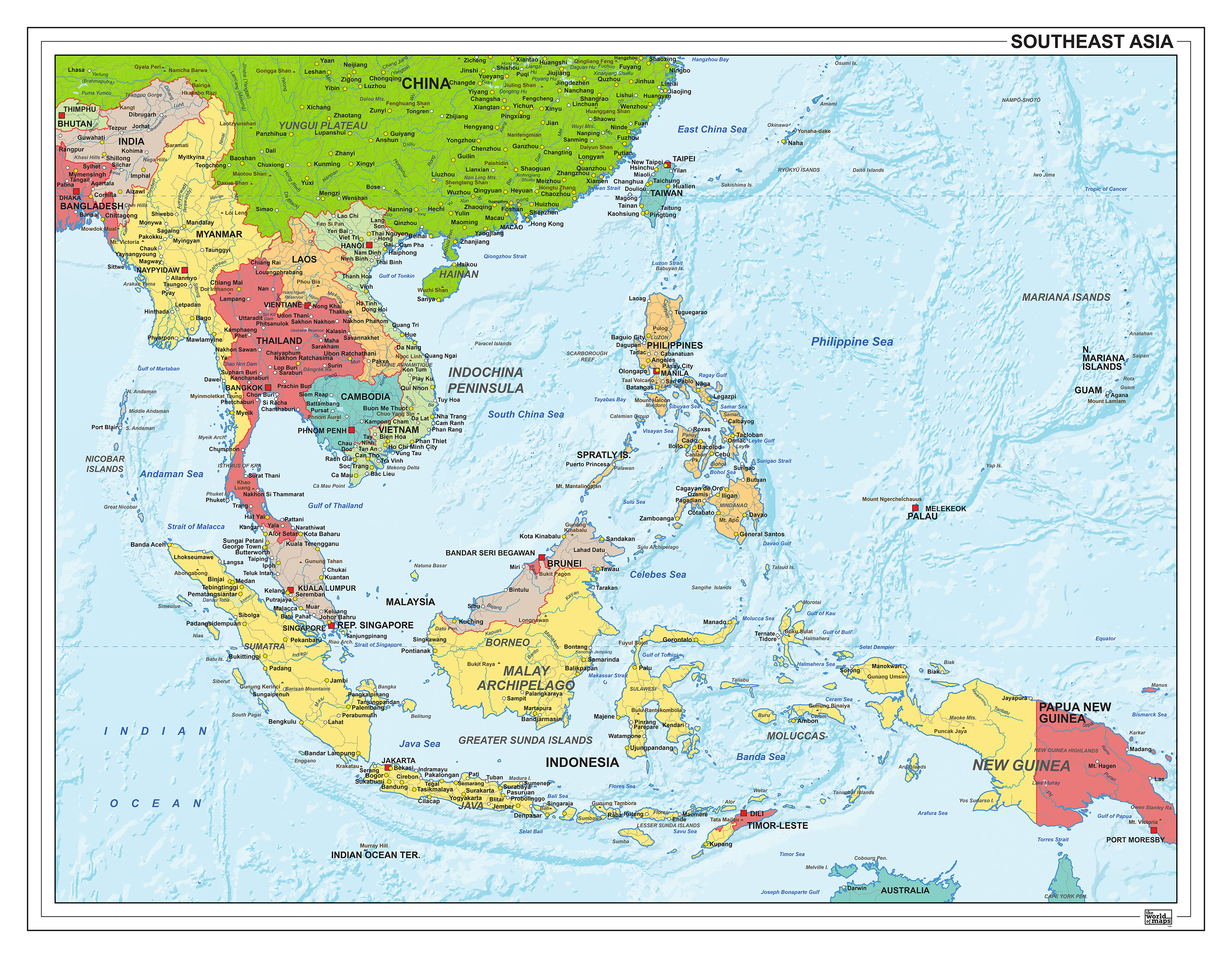 Kaart van Zuidoost Azi  staatkundig 1305 Kaarten en 