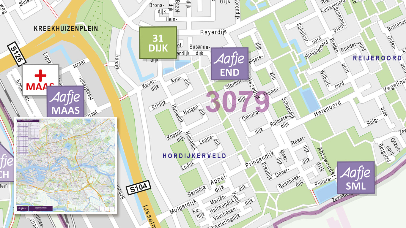 Postcode- locatiekaart omgeving Rotterdam voor Aafje