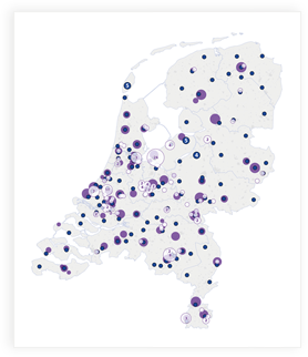 Zorgkaart met locaties in Nederland