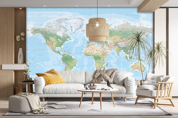wereldkaart mural