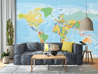 wereldkaart mural