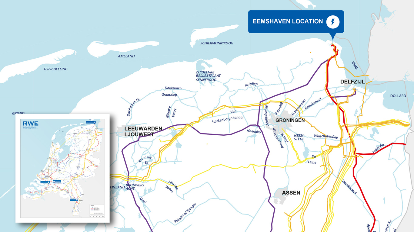 RWE kaart van het leidingnet