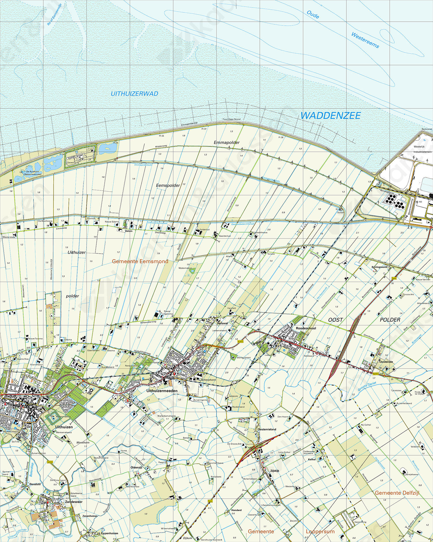 Gevouwen Topografische Kaart 3G Uithuizen