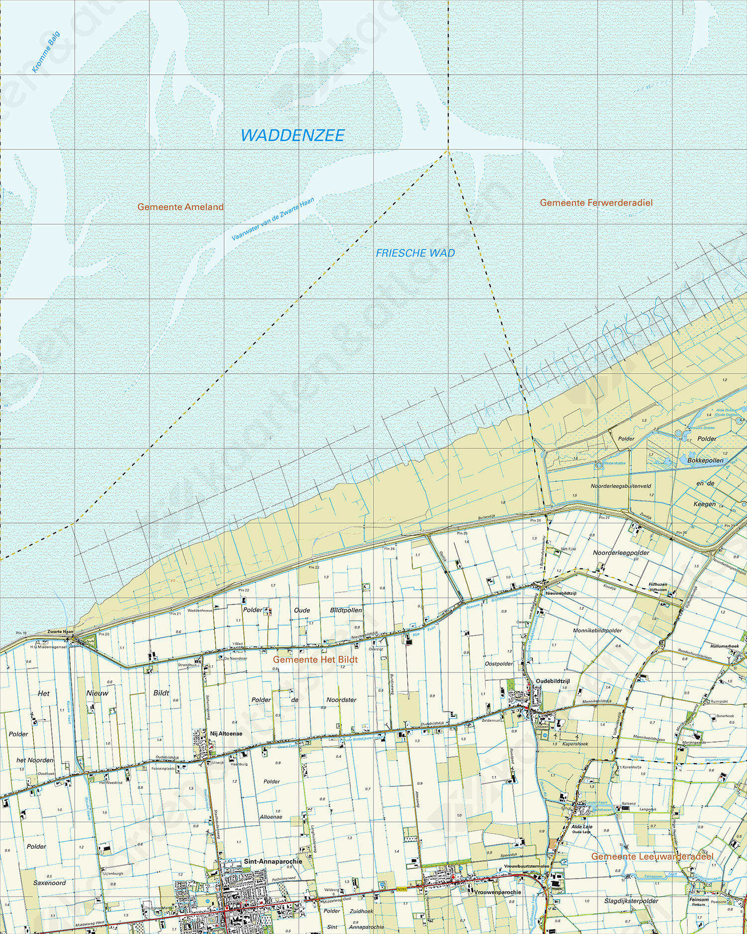 Gevouwen Topografische Kaart 5F Oudebildtzijl