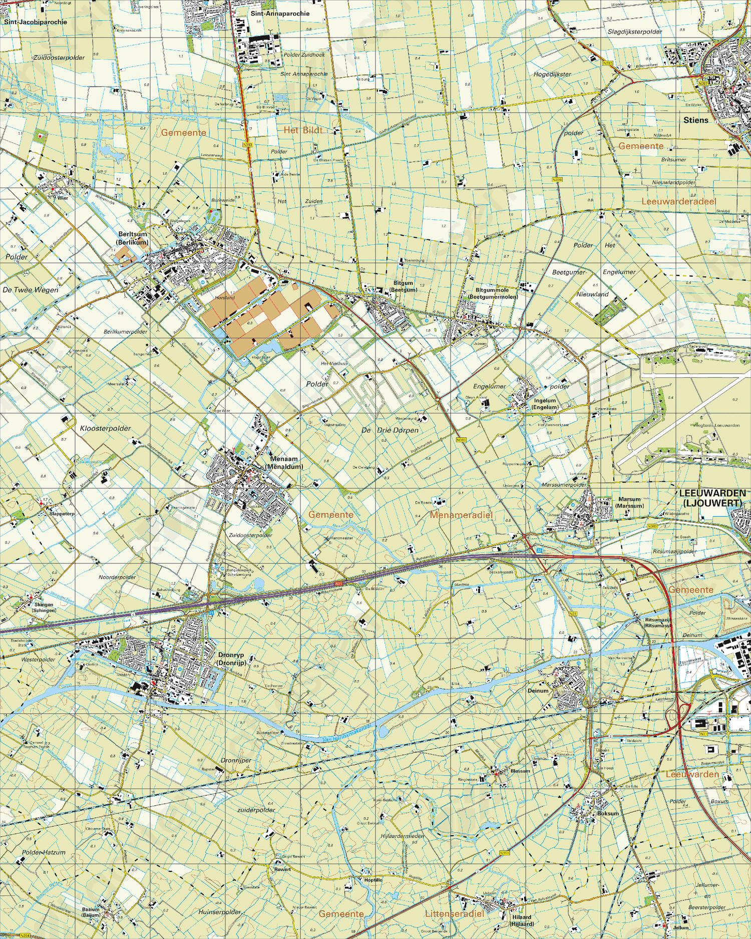 Topografische Kaart 5H Dronrijp Gevouwen Topografische Kaart 5H Dronrijp