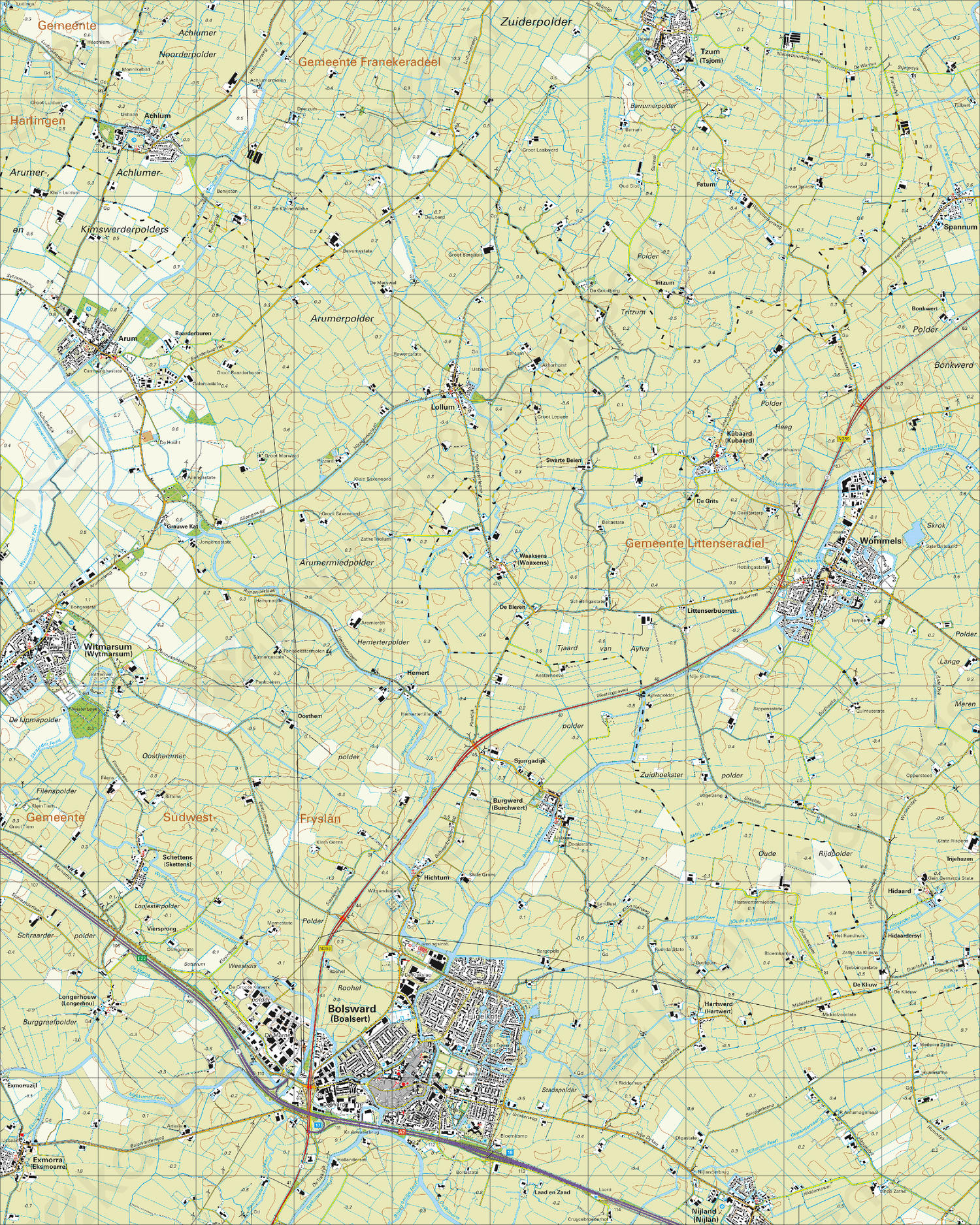 Topografische Kaart 10E Bolsward Digitale Topografische Kaart 10E Bolsward