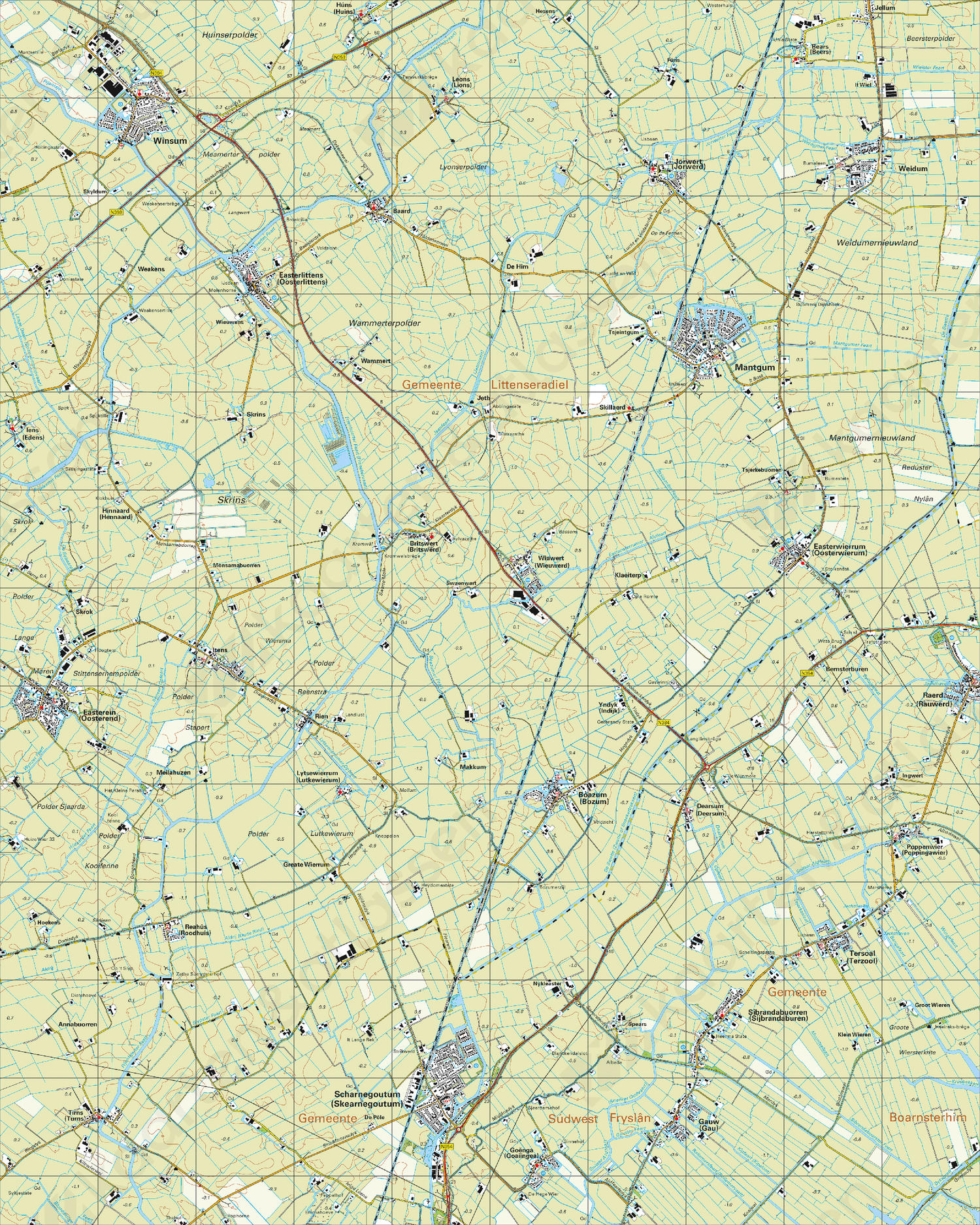 Topografische Kaart 10F Mantgum