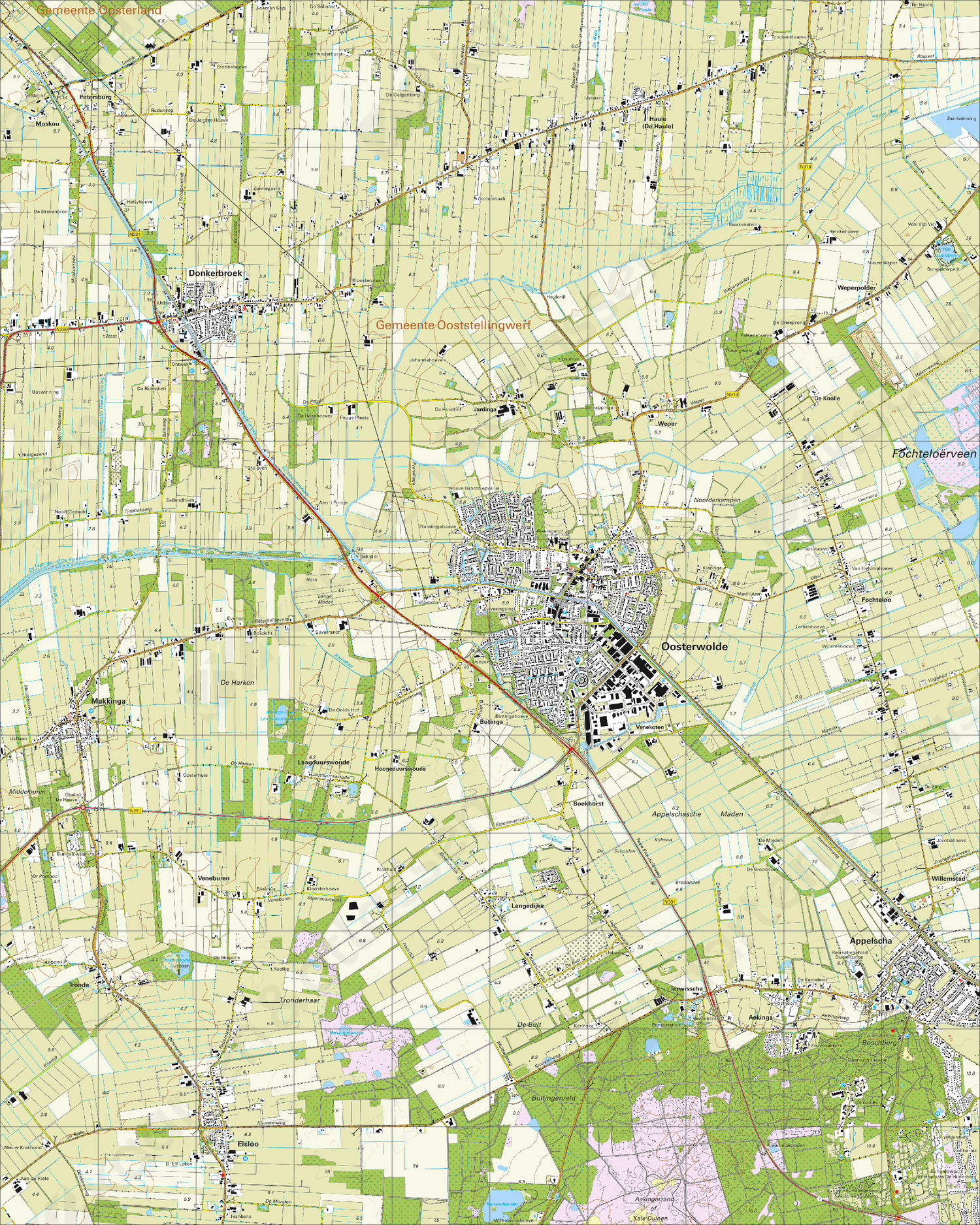 Digitale Topografische Kaart 11H Oosterwolde