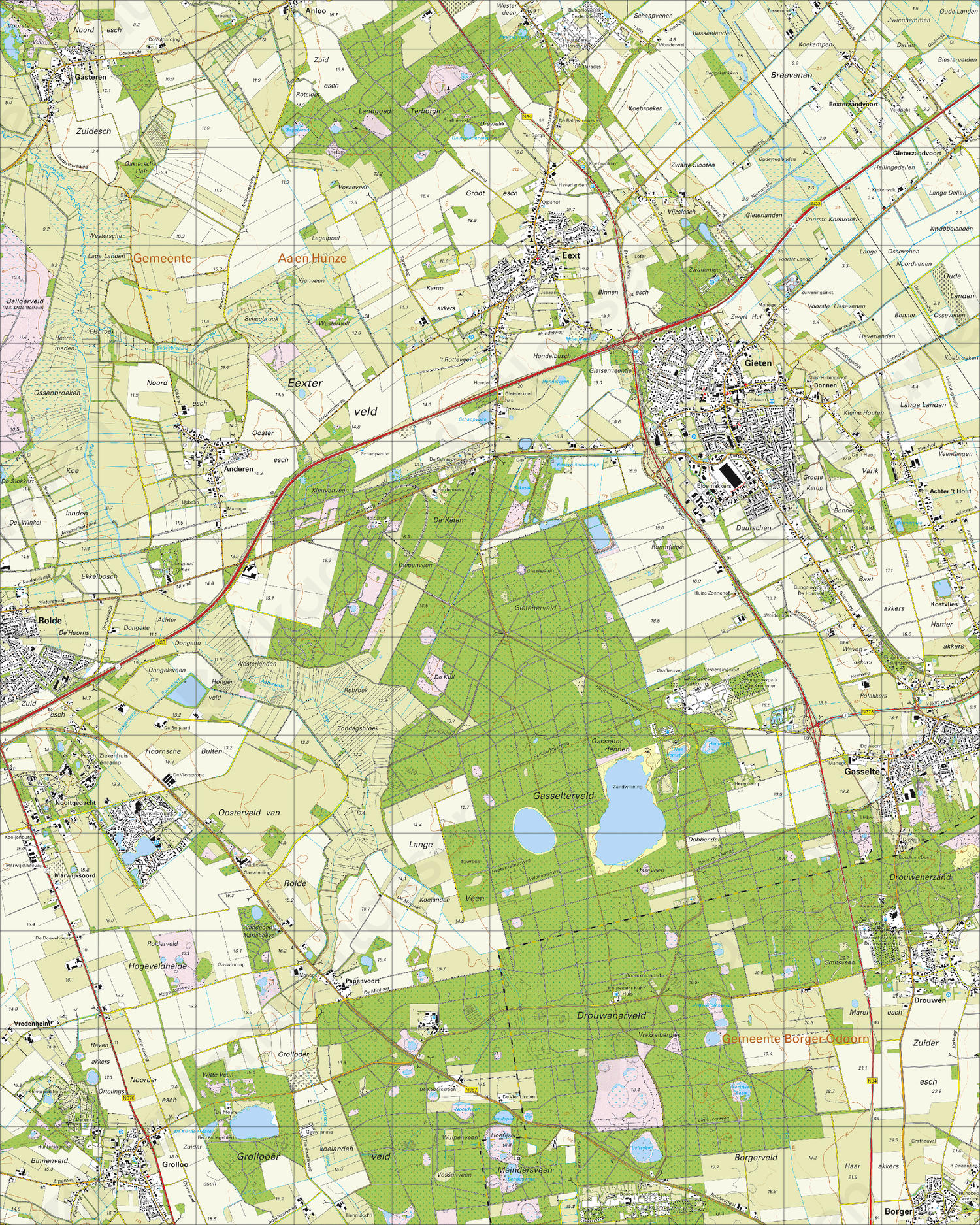 Topografische Kaart 12G Gieten Topografische Kaart 12G Gieten