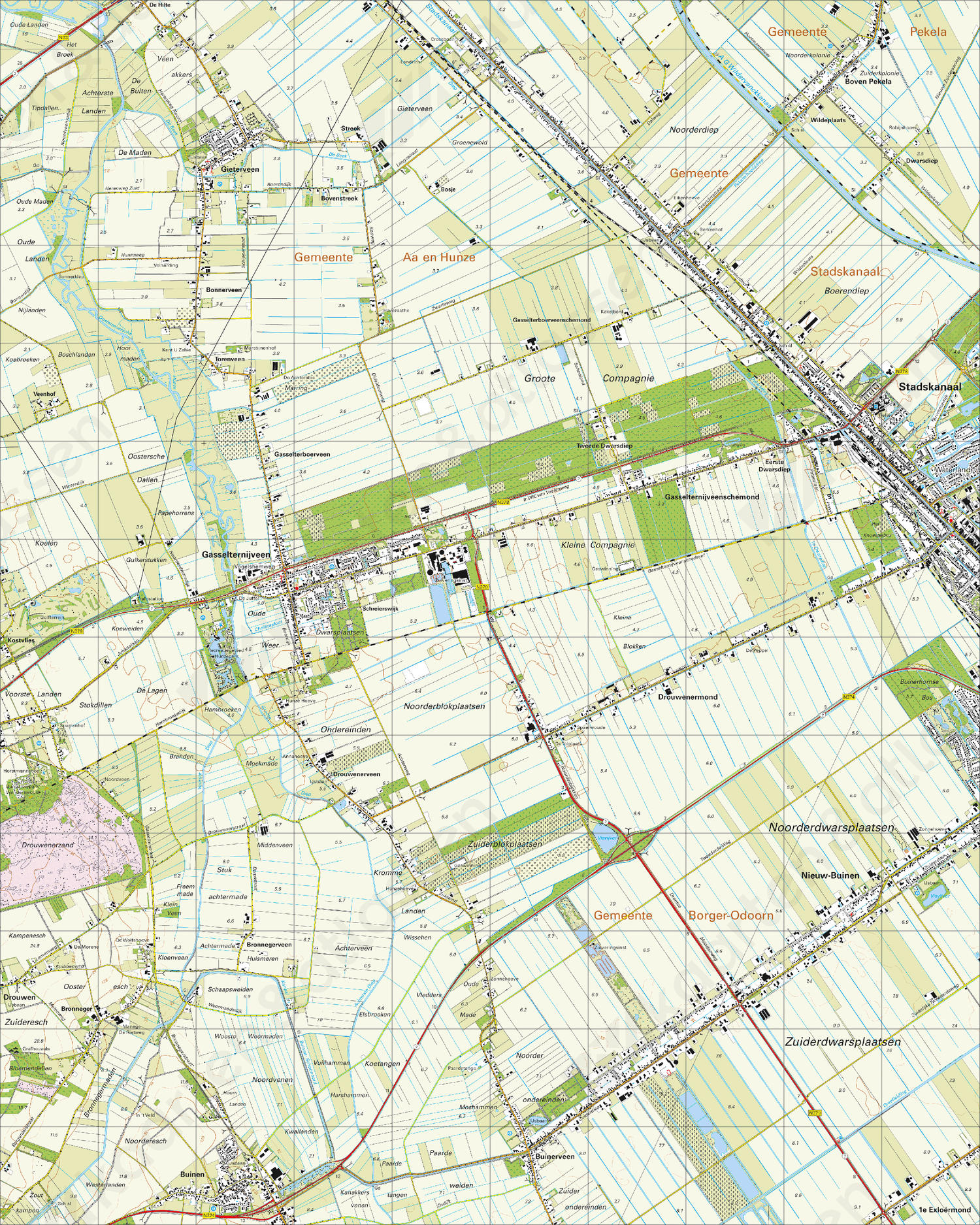 Topografische Kaart 12H Stadskanaal Digitale Topografische Kaart 12H Stadskanaal