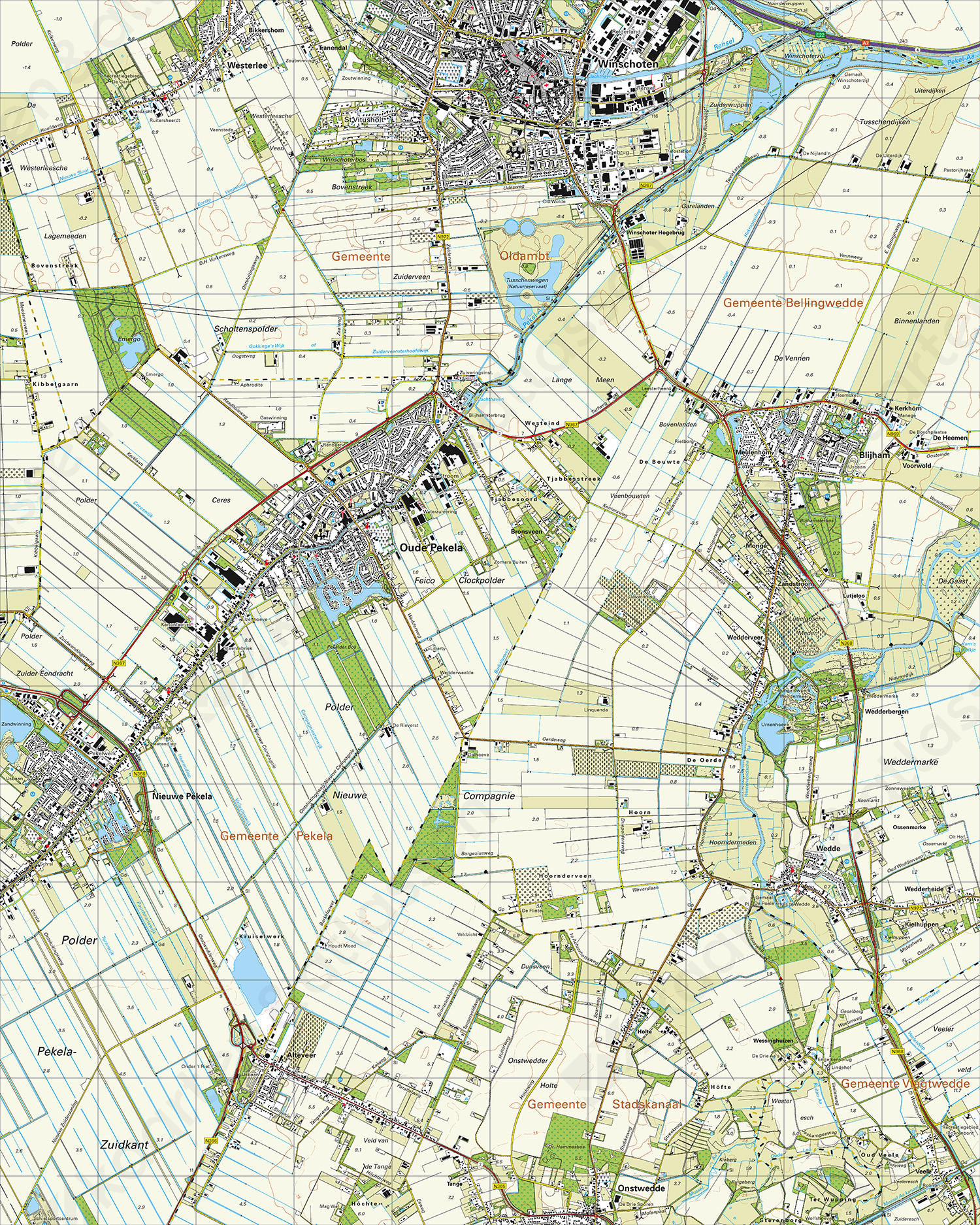 Gevouwen Topografische Kaart 13A Winschoten