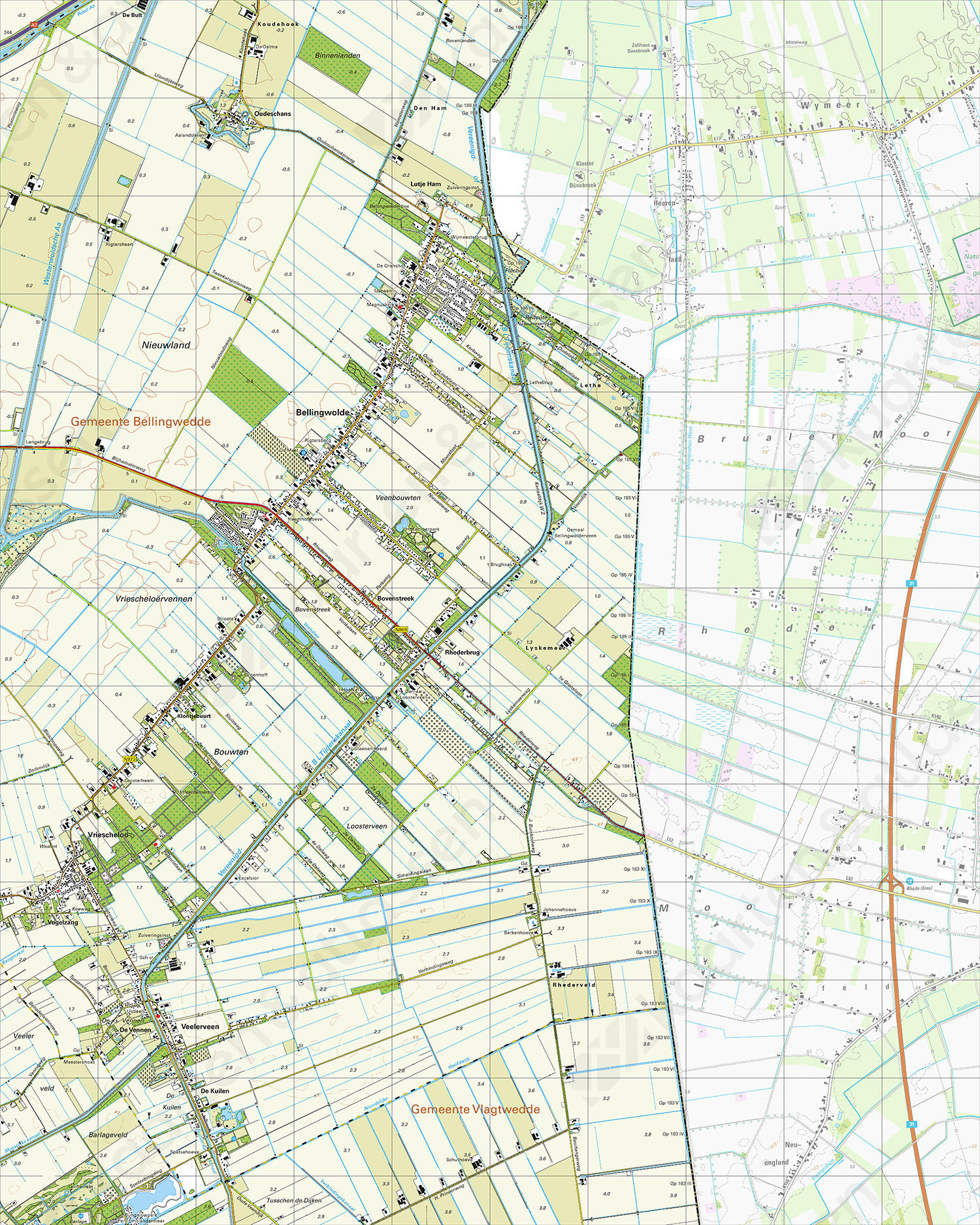 Gevouwen Topografische Kaart 13B Bellingwolde