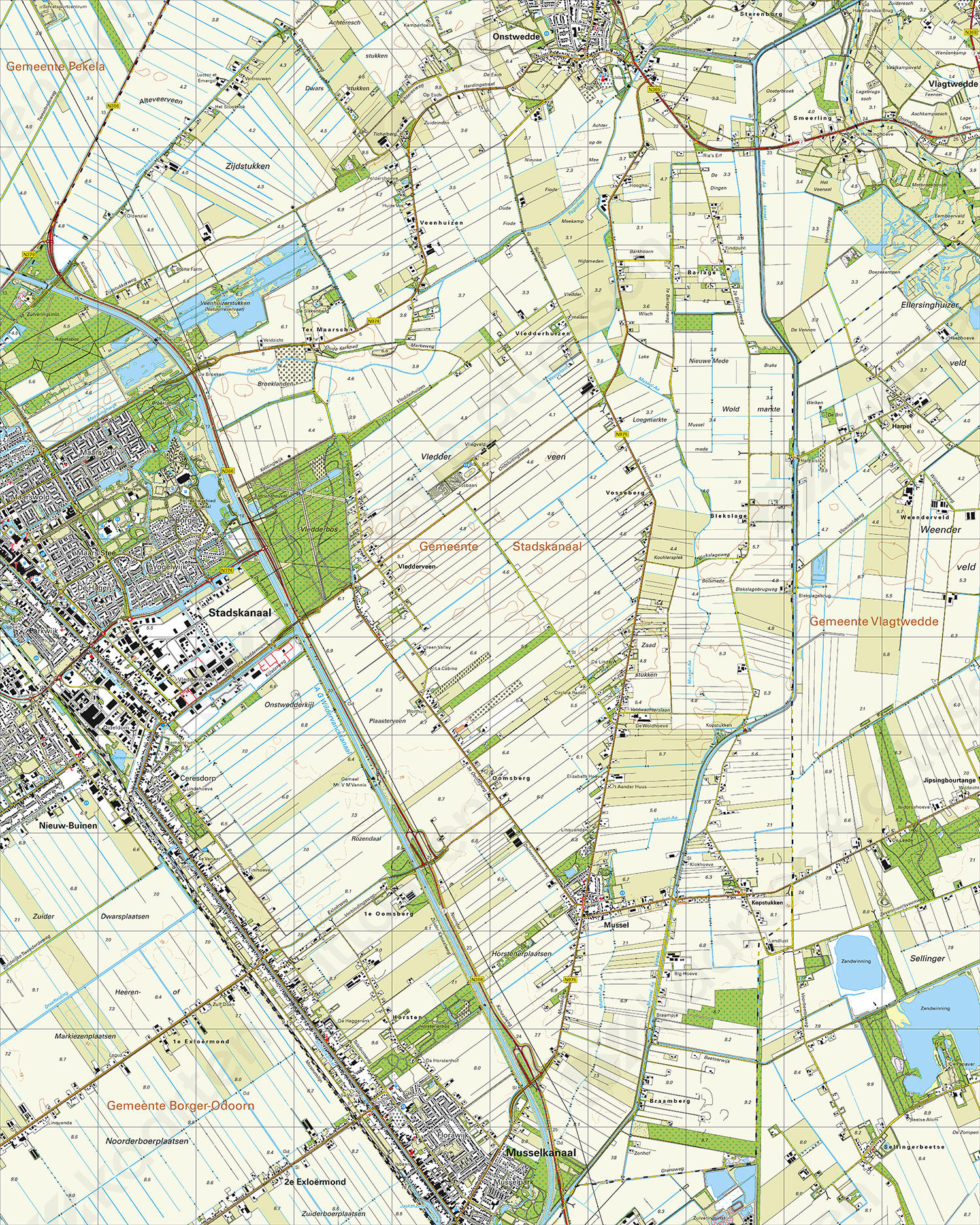 Gevouwen Topografische Kaart 13C Stadskanaal