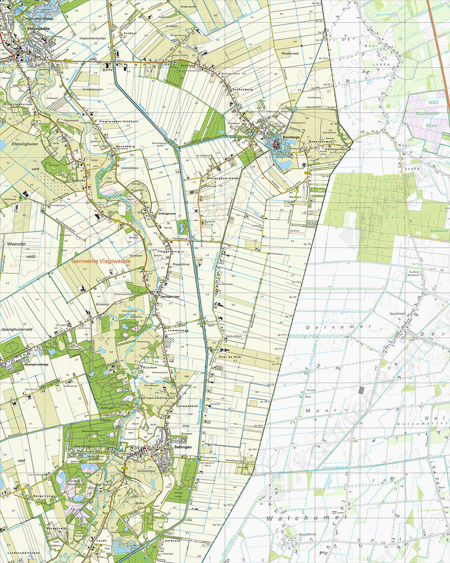 Gevouwen Topografische Kaart 13D Vlagtwedde