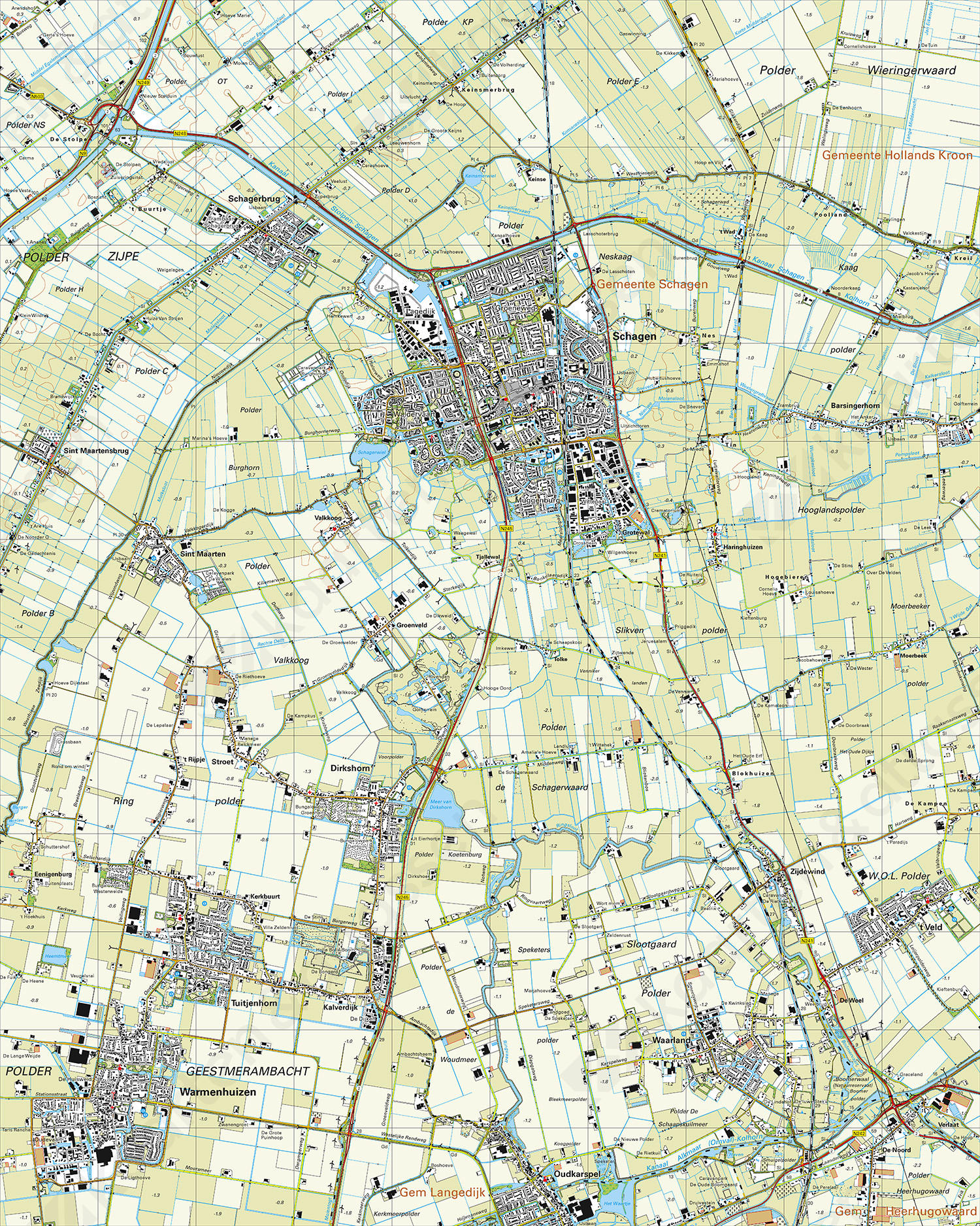 Gevouwen Topografische Kaart 14D Schagen