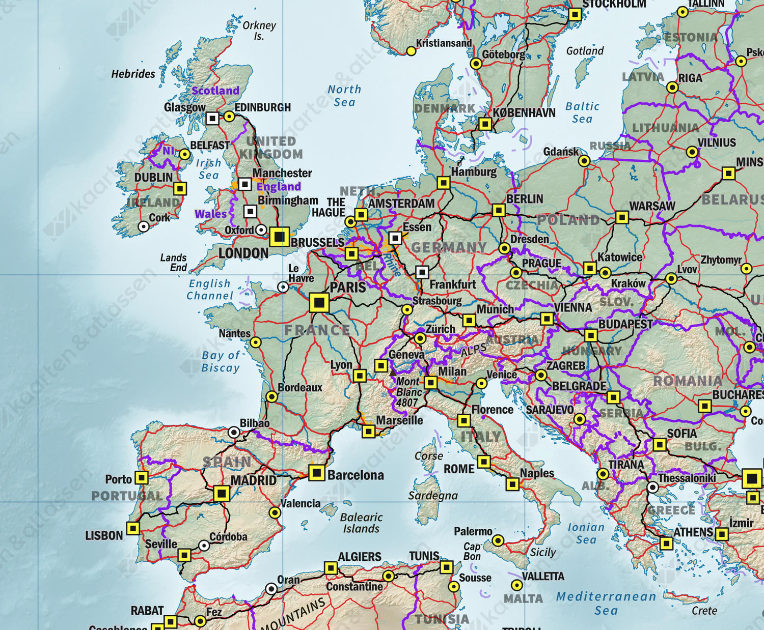 Natuurkundige wereldkaart Natural Earth