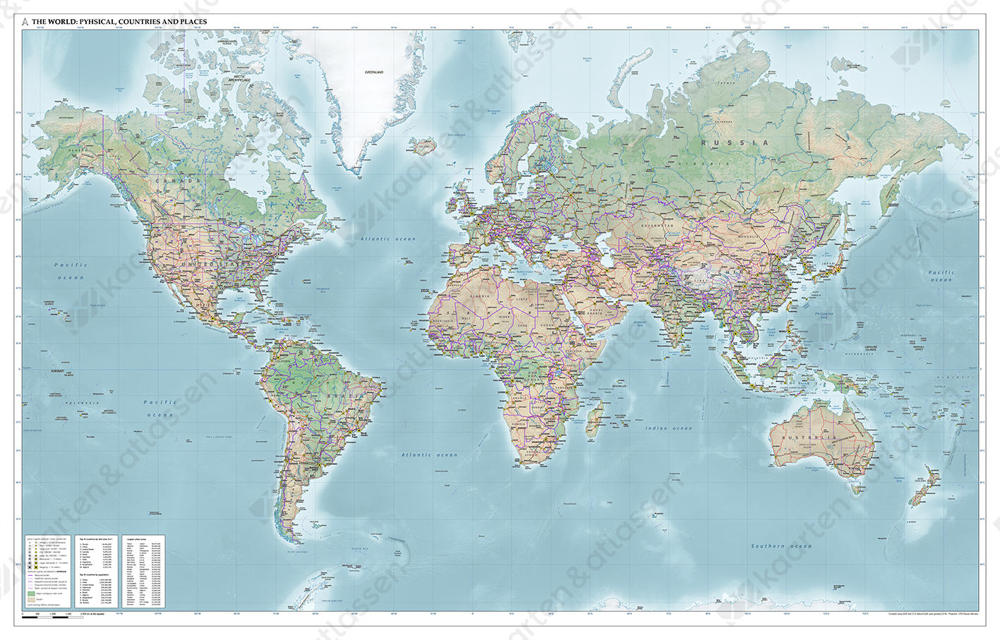 Natuurkundige wereldkaart Natural Earth Natuurkundige wereldkaart Natural Earth