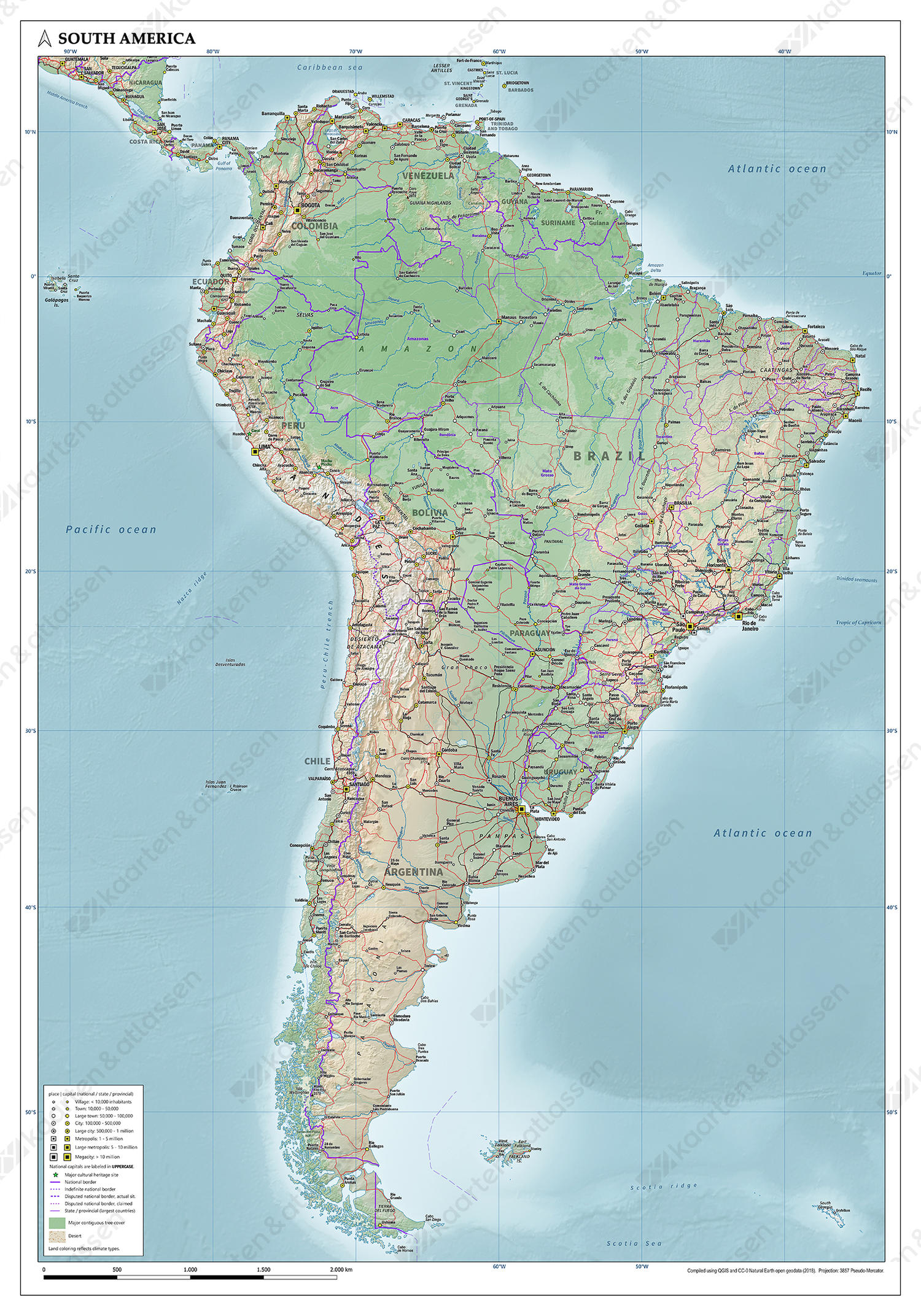 Zuid-Amerika natuurkundig Zuid-Amerika natuurkundig