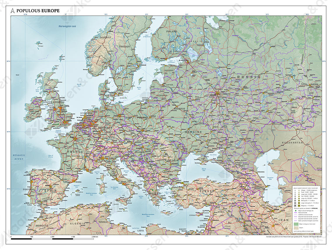 Europa natuurkundige kaart Europa natuurkundige kaart