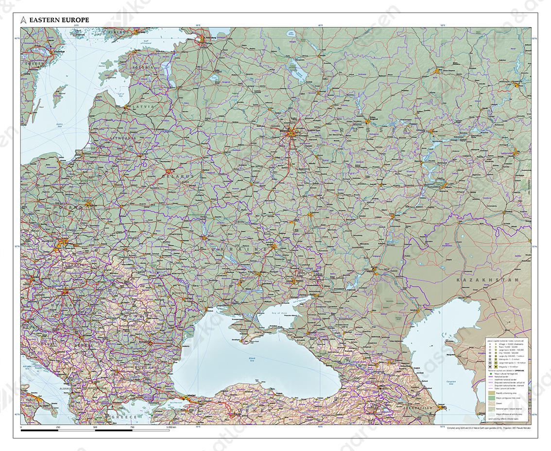 Oost Europa wandkaart