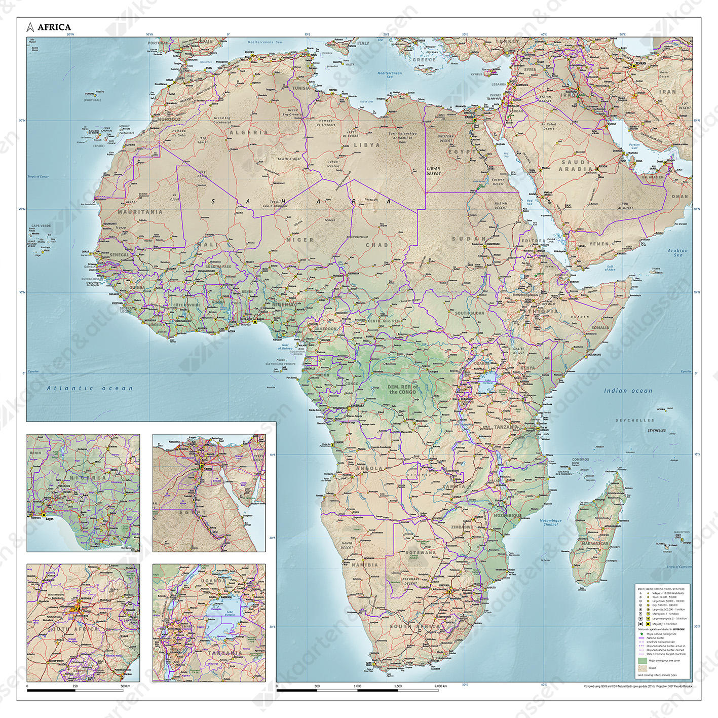 Afrika kaart natuurkundig Afrika kaart natuurkundig