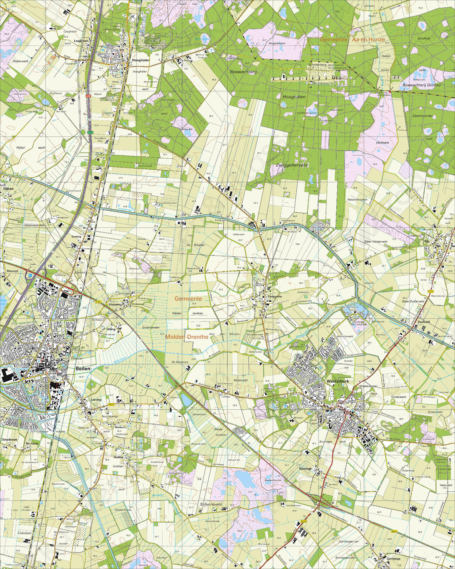 Topografische Kaart 17B Beilen