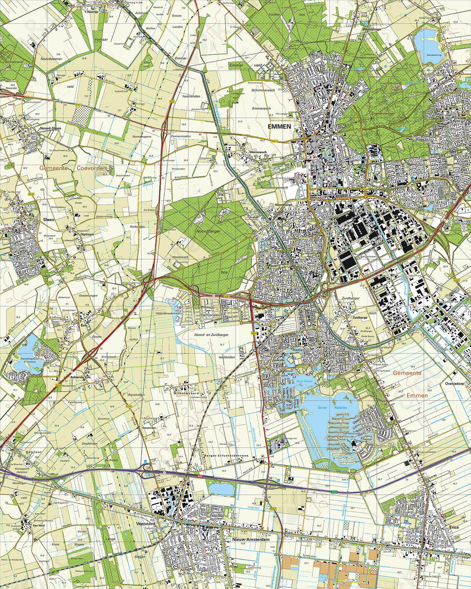 Gevouwen Topografische Kaart 17H Emmen