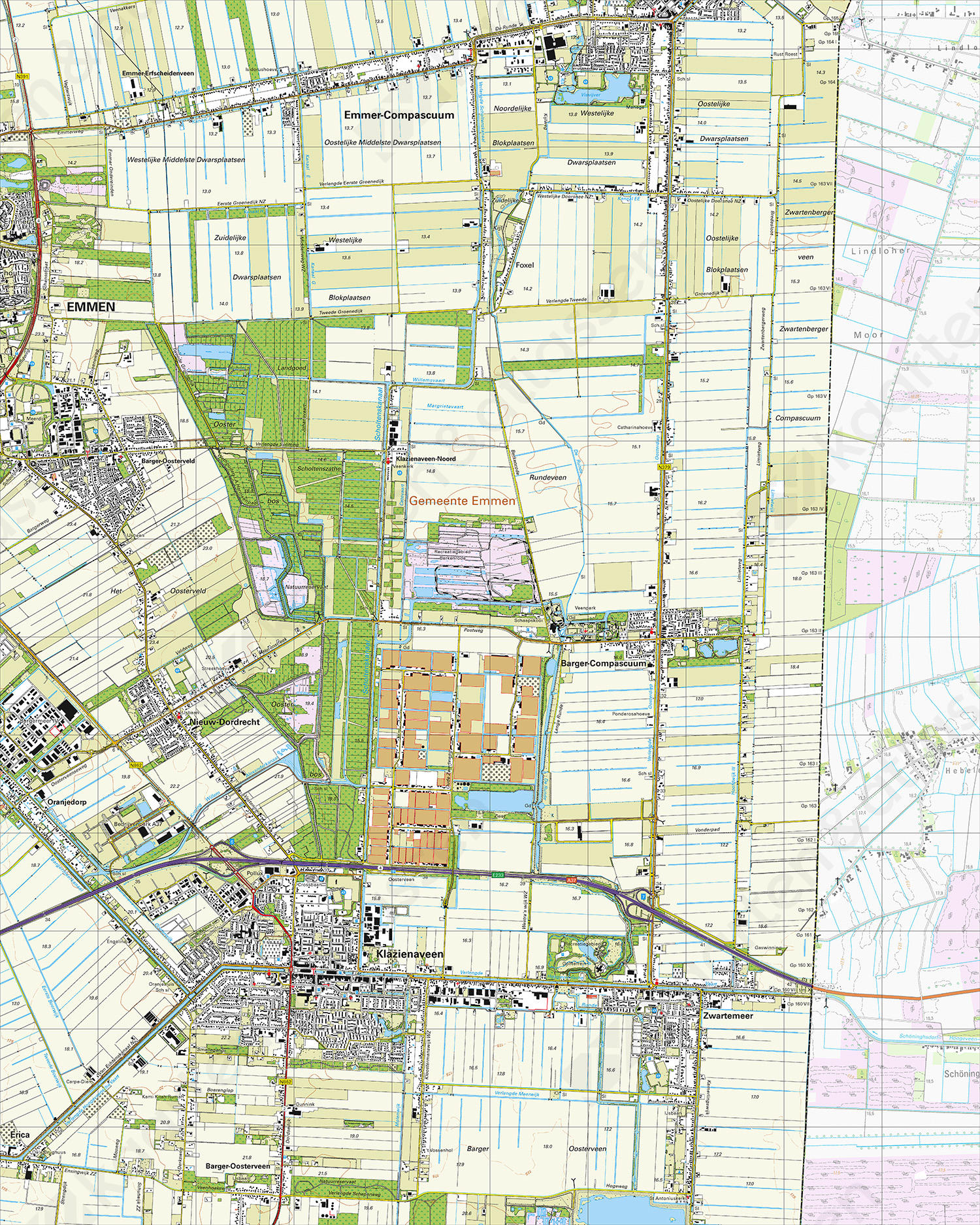 Gevouwen Topografische Kaart 18C Klazienaveen