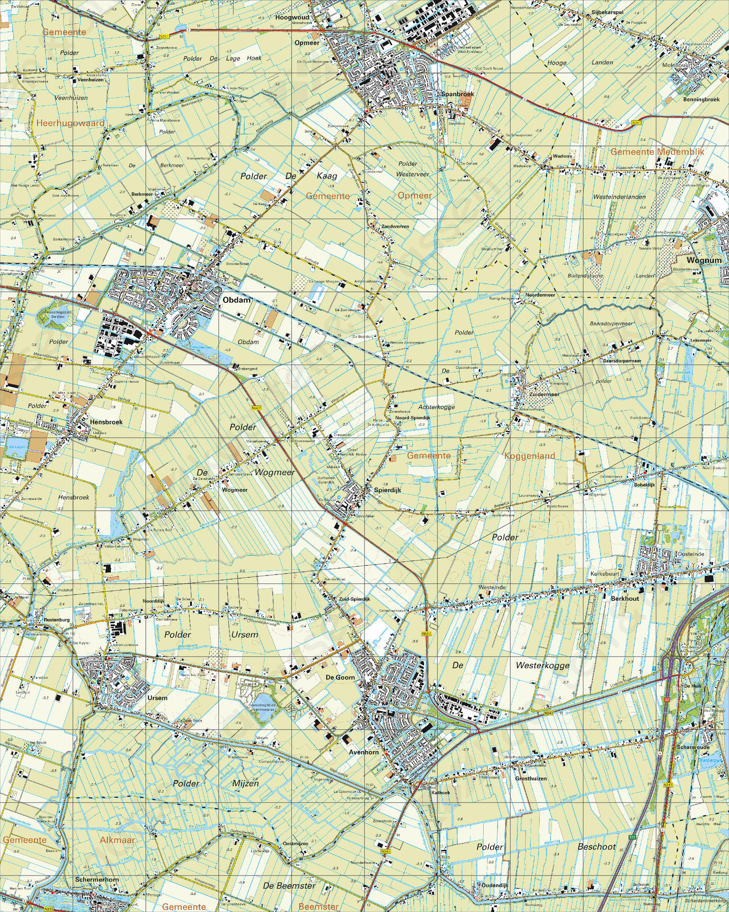 Topografische Kaart 19E Obdam