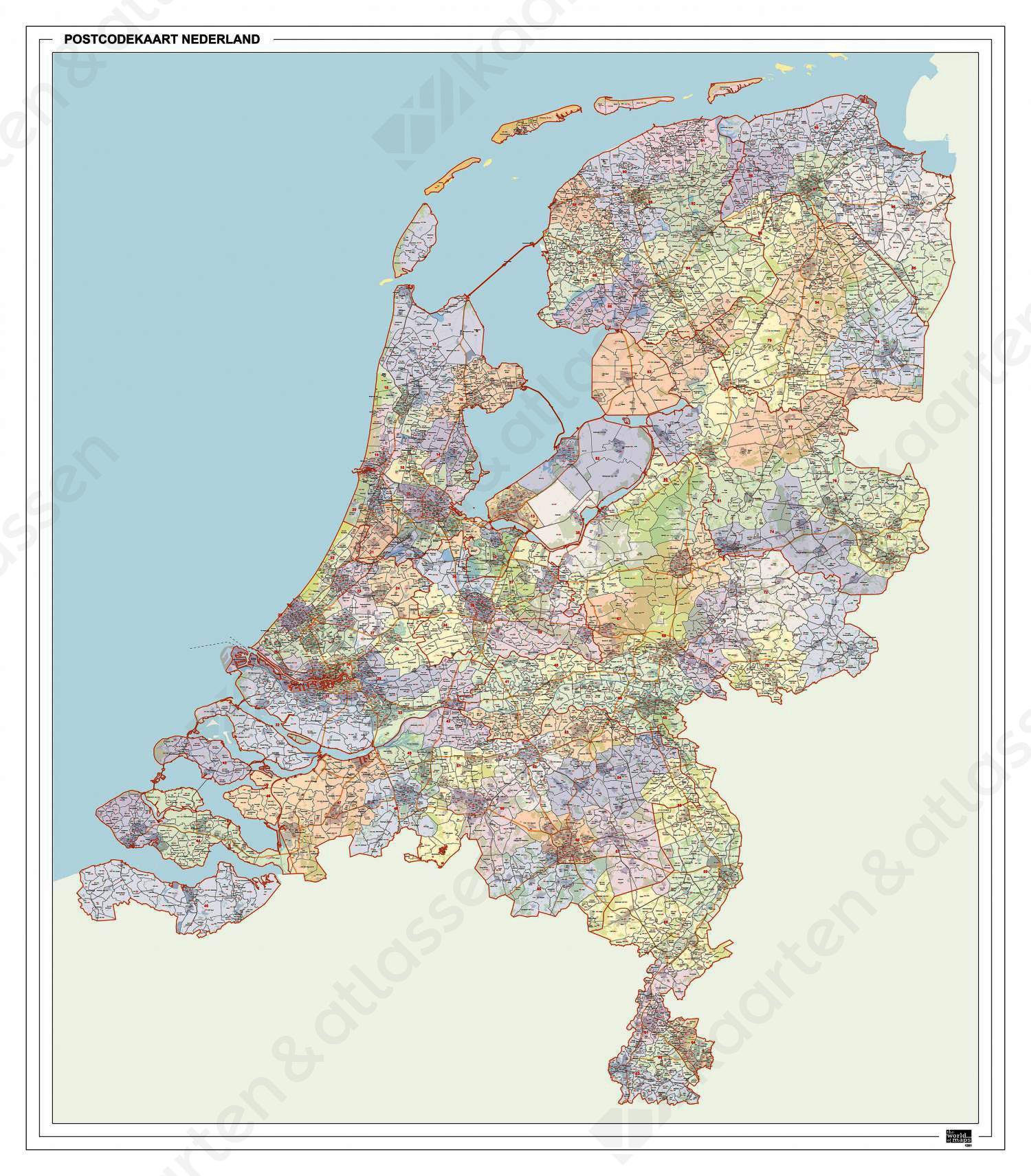 2- en 4-cijferige Postcodekaart Nederland met Huishoudens XXL 1261 2- en 4-cijferige Postcodekaart Nederland met Huishoudens XXL 1261