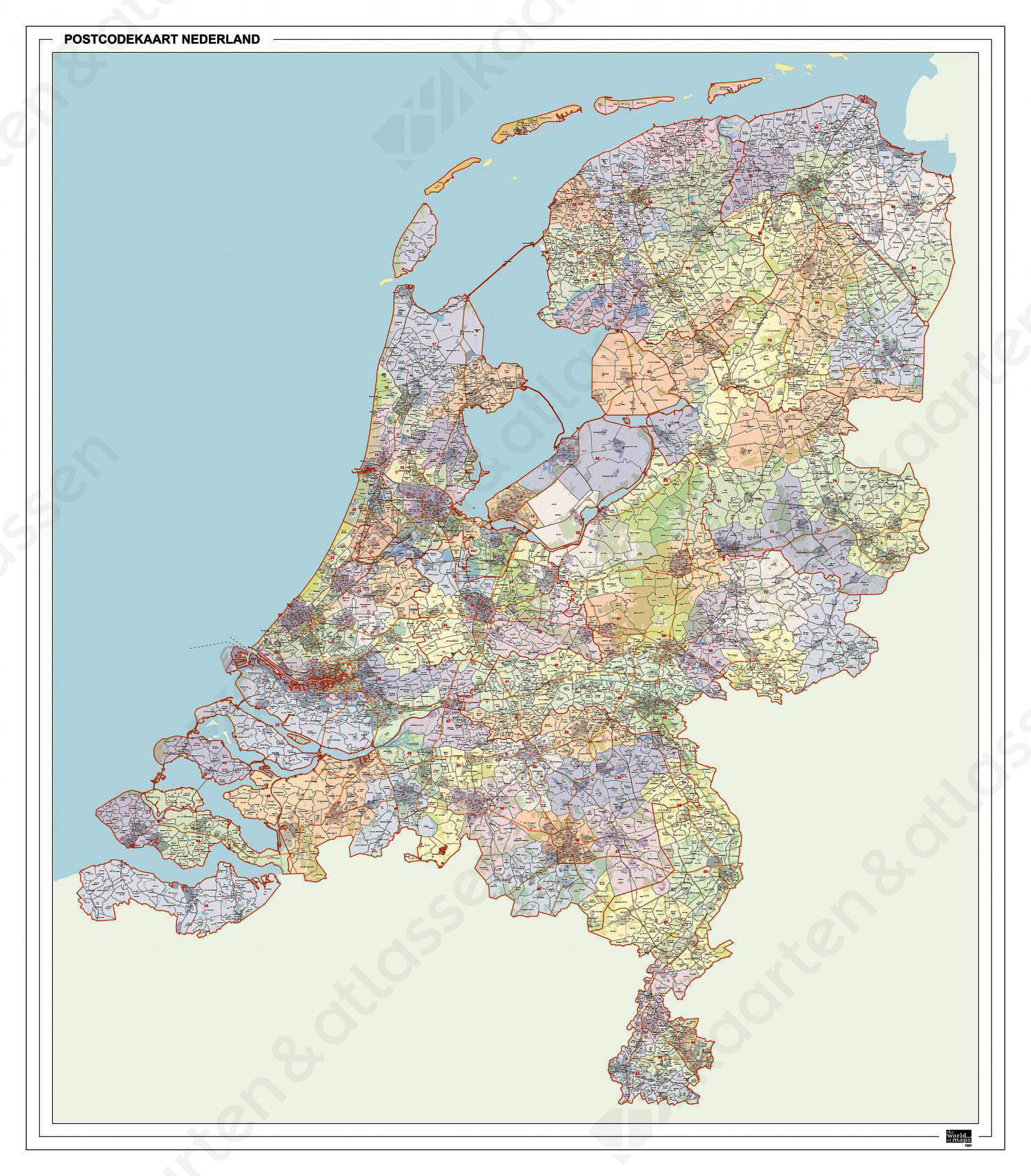 2- en 4-cijferige Postcodekaart Nederland met Huishoudens XXL 1261