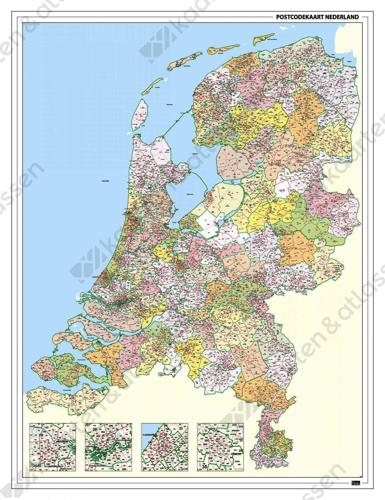 2-, 3- en 4-cijferige Postcodekaart Nederland 859 2-, 3- en 4-cijferige Postcodekaart Nederland 859