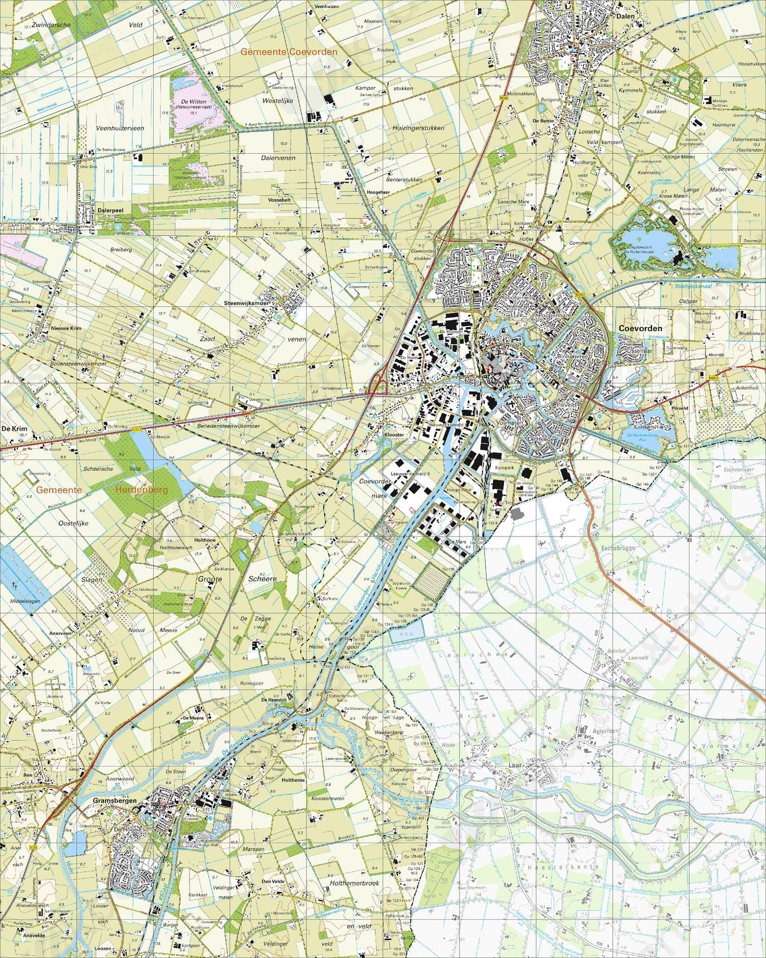 Topografische Kaart 22E Coevorden