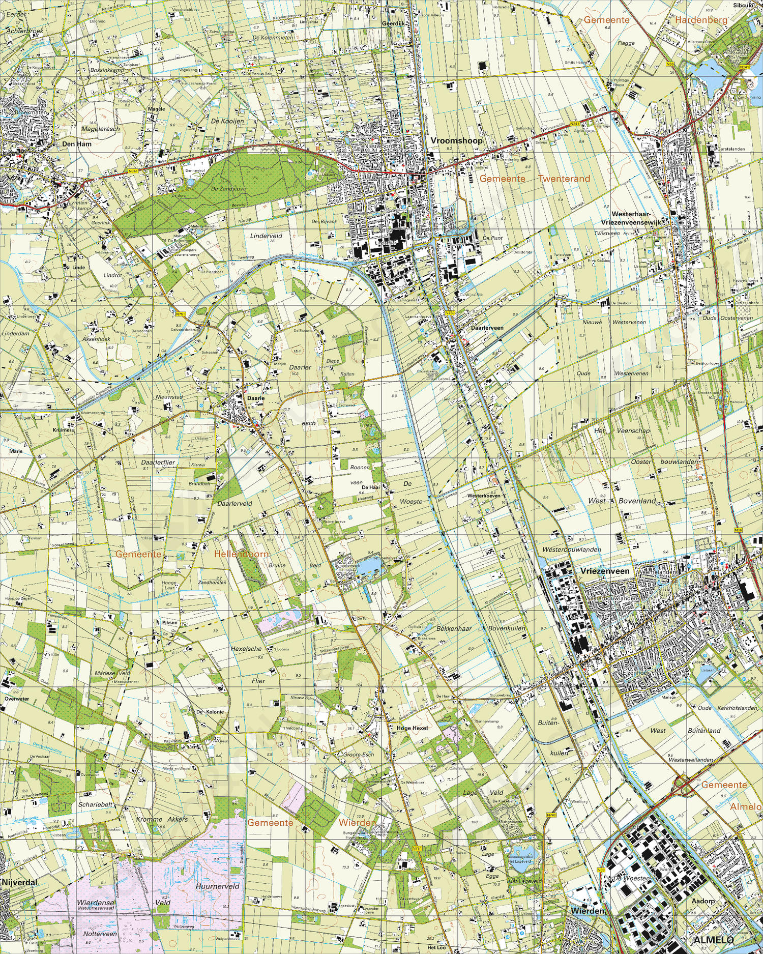 Weer Vriezenveen Per Uur Digitale Topografische Kaart 28B Vriezenveen | Kaarten en Atlassen.nl