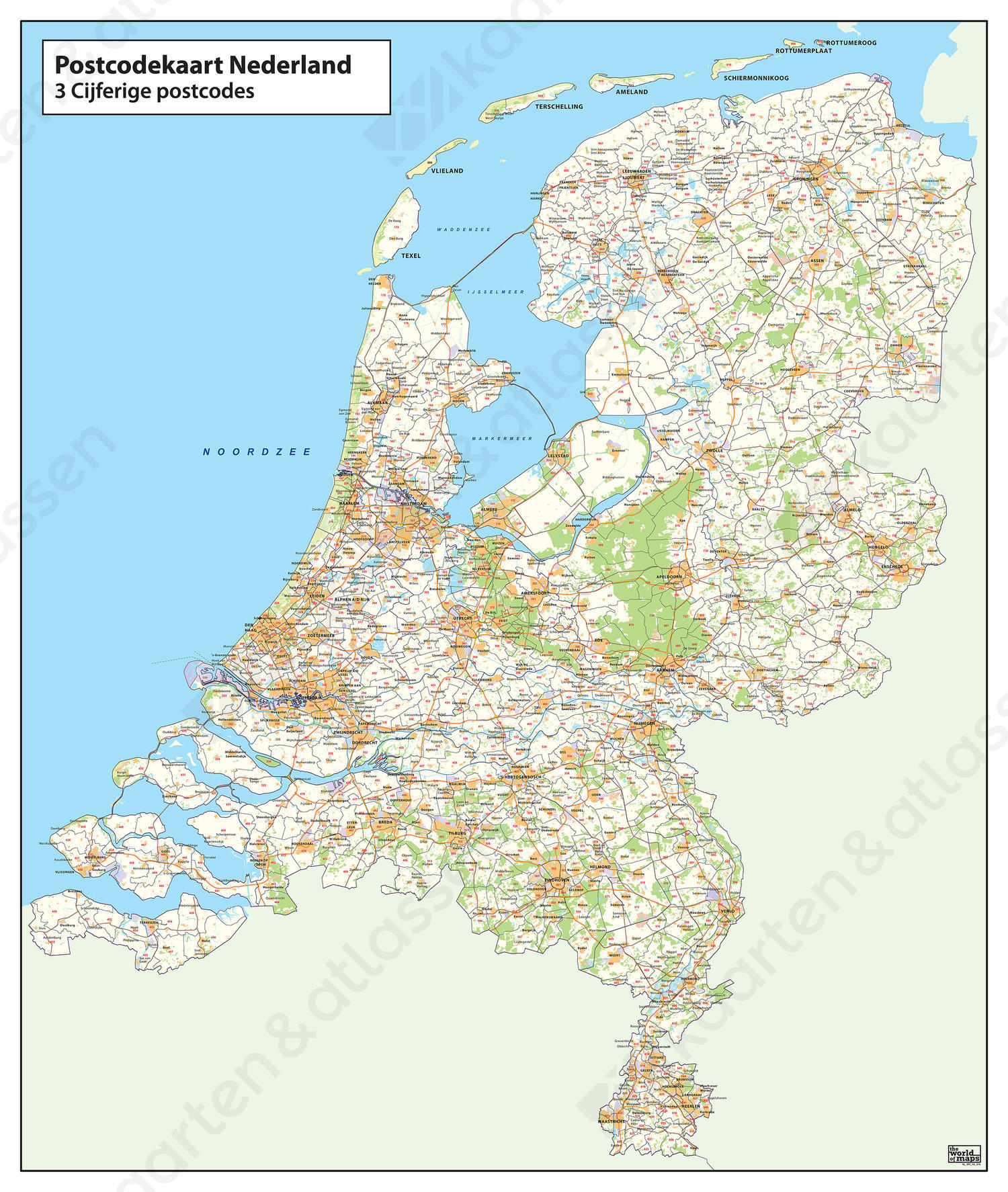 3-cijferige Postcodekaart Nederland 376