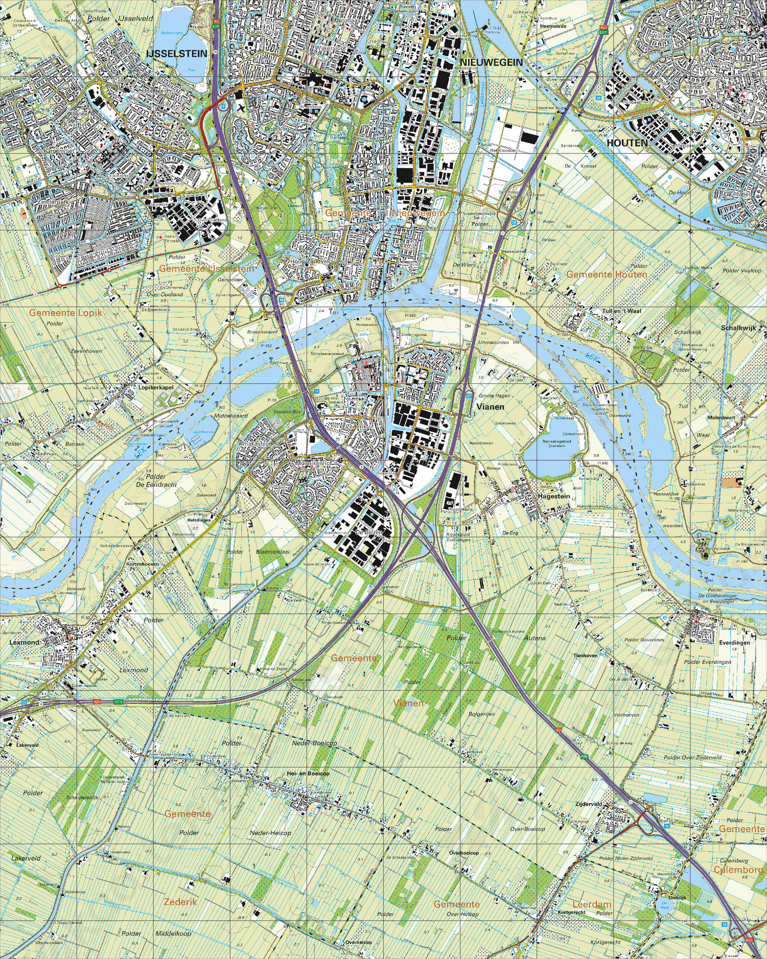 Topografische Kaart 38F Vianen Digitale Topografische Kaart 38F Vianen