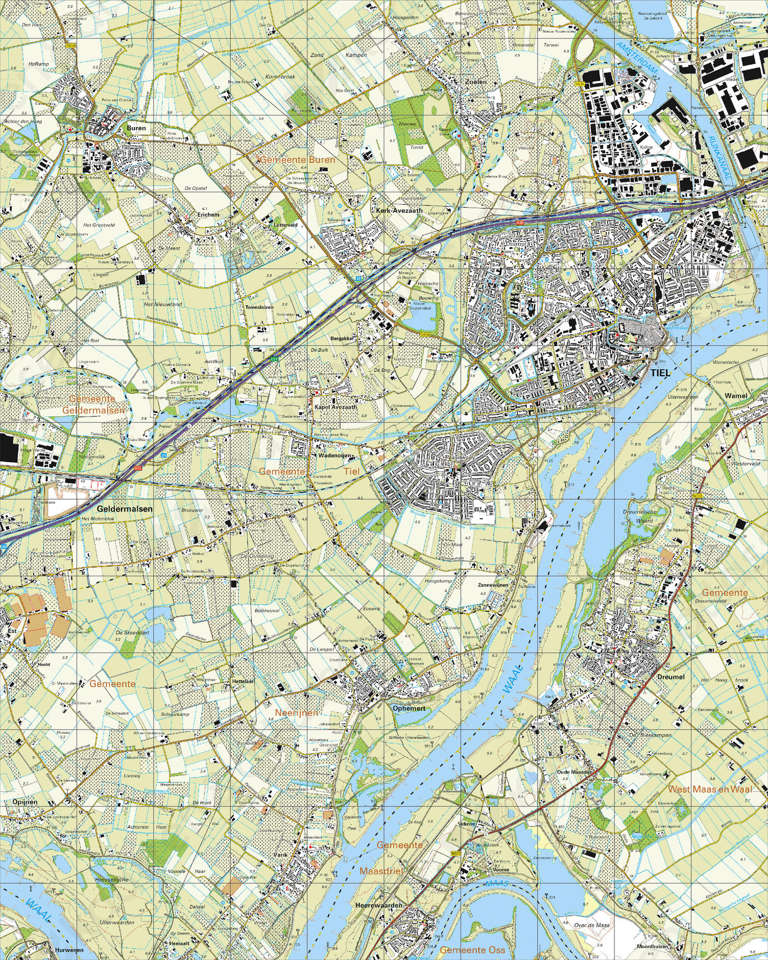 Topografische Kaart 39D Tiel