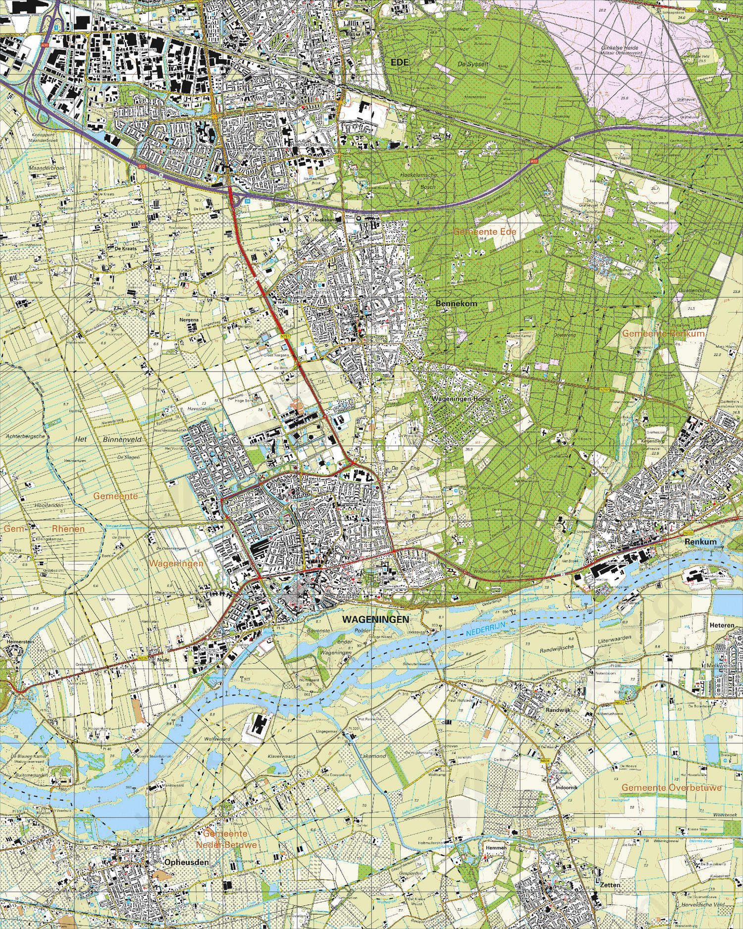 Topografische Kaart 39F Wageningen