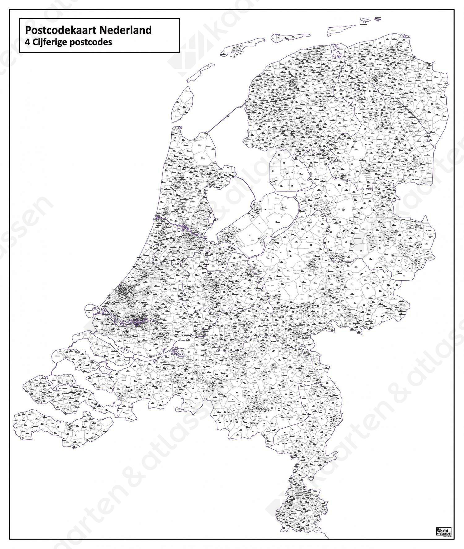 Digitale 4-cijferige Postcodekaart Nederland