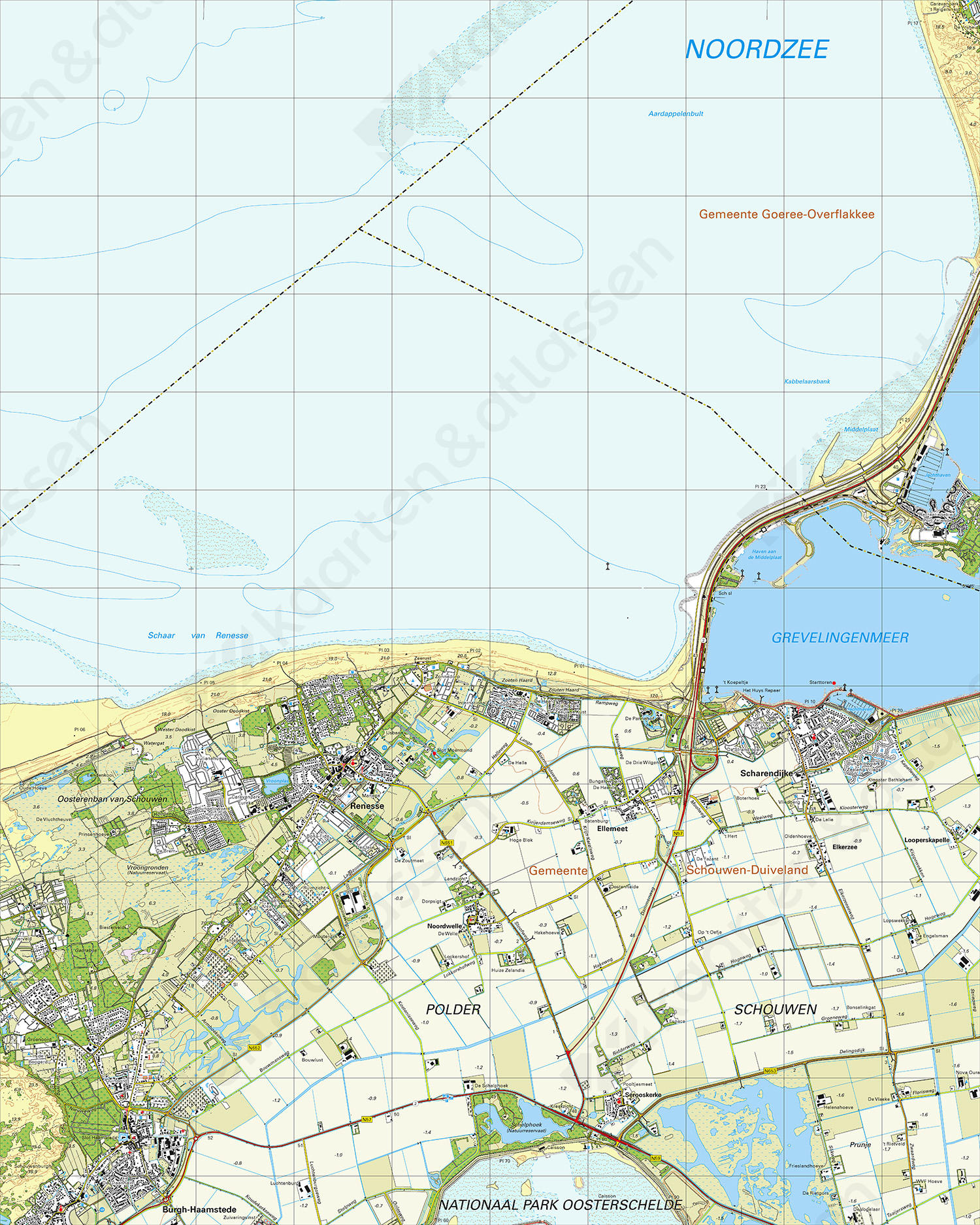 Topografische Kaart 42E Renesse