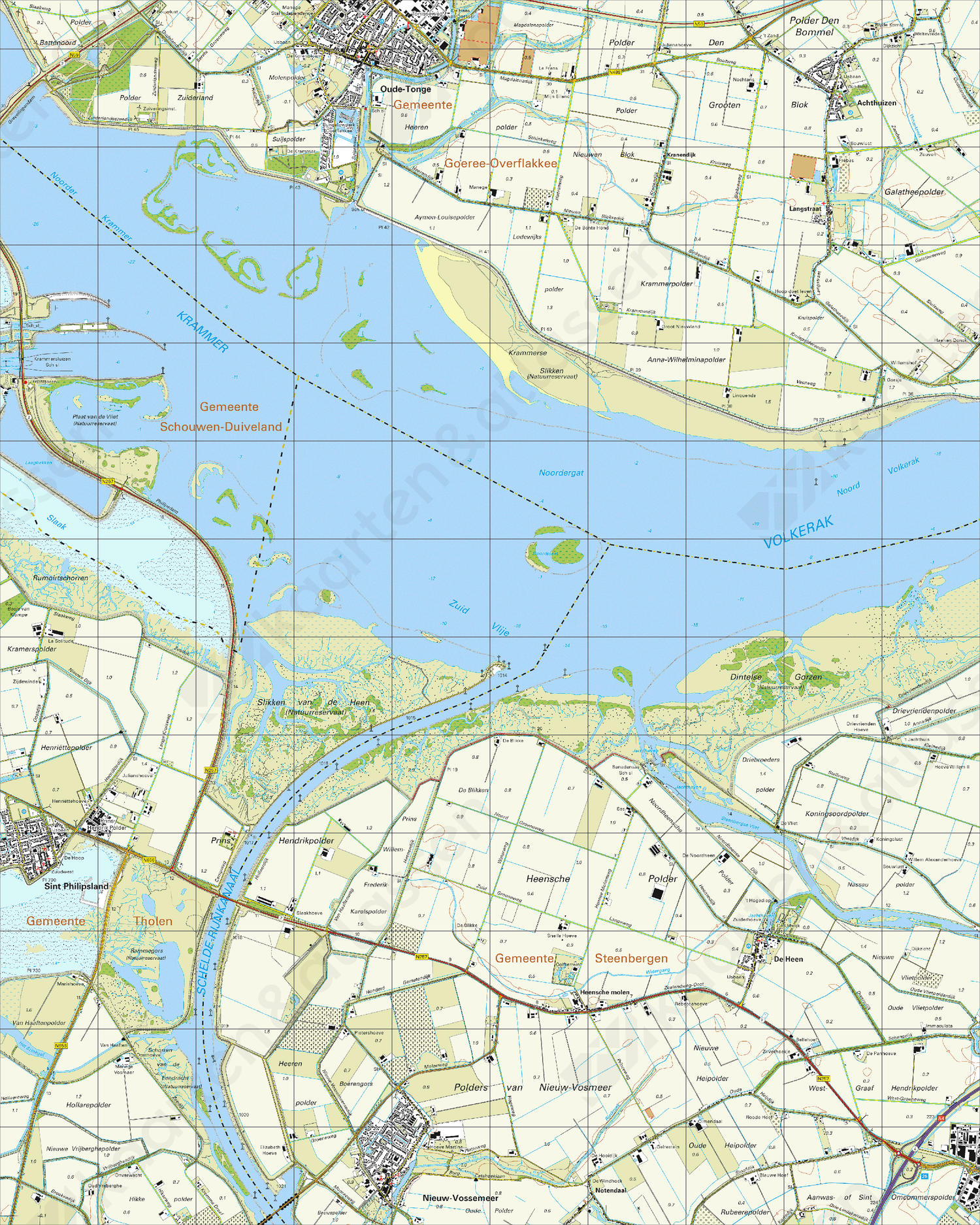 Topografische Kaart 43D Oude-Tonge Digitale Topografische Kaart 43D Oude-Tonge