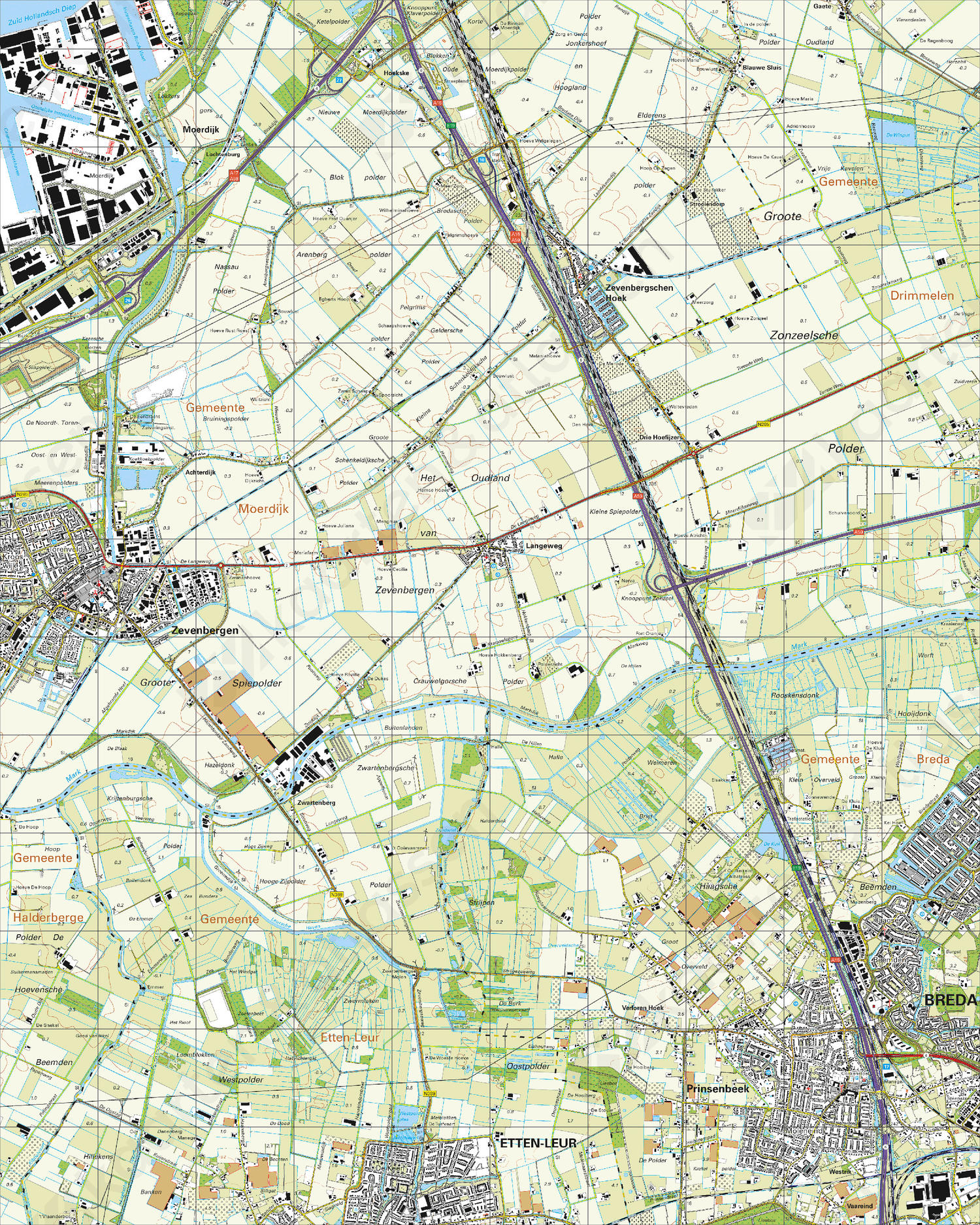 Topografische Kaart 44C Zevenbergen Digitale Topografische Kaart 44C Zevenbergen