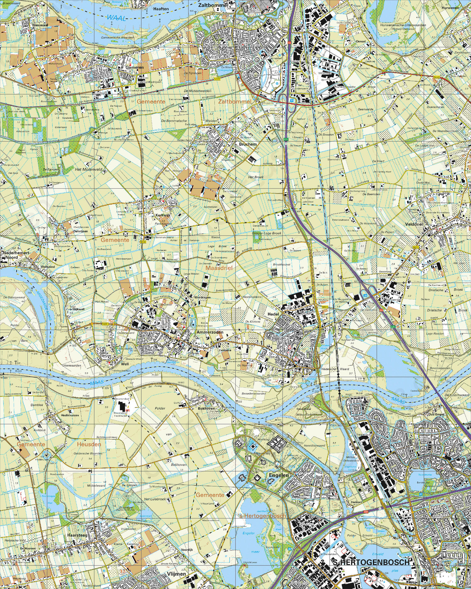 Digitale Topografische Kaart 45A Hedel