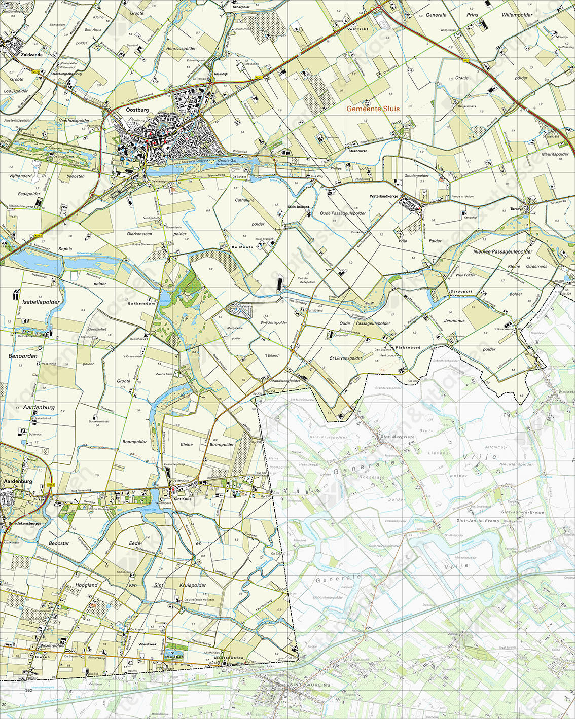 Digitale Topografische Kaart 54A Oostburg Digitale Topografische Kaart 54A Oostburg