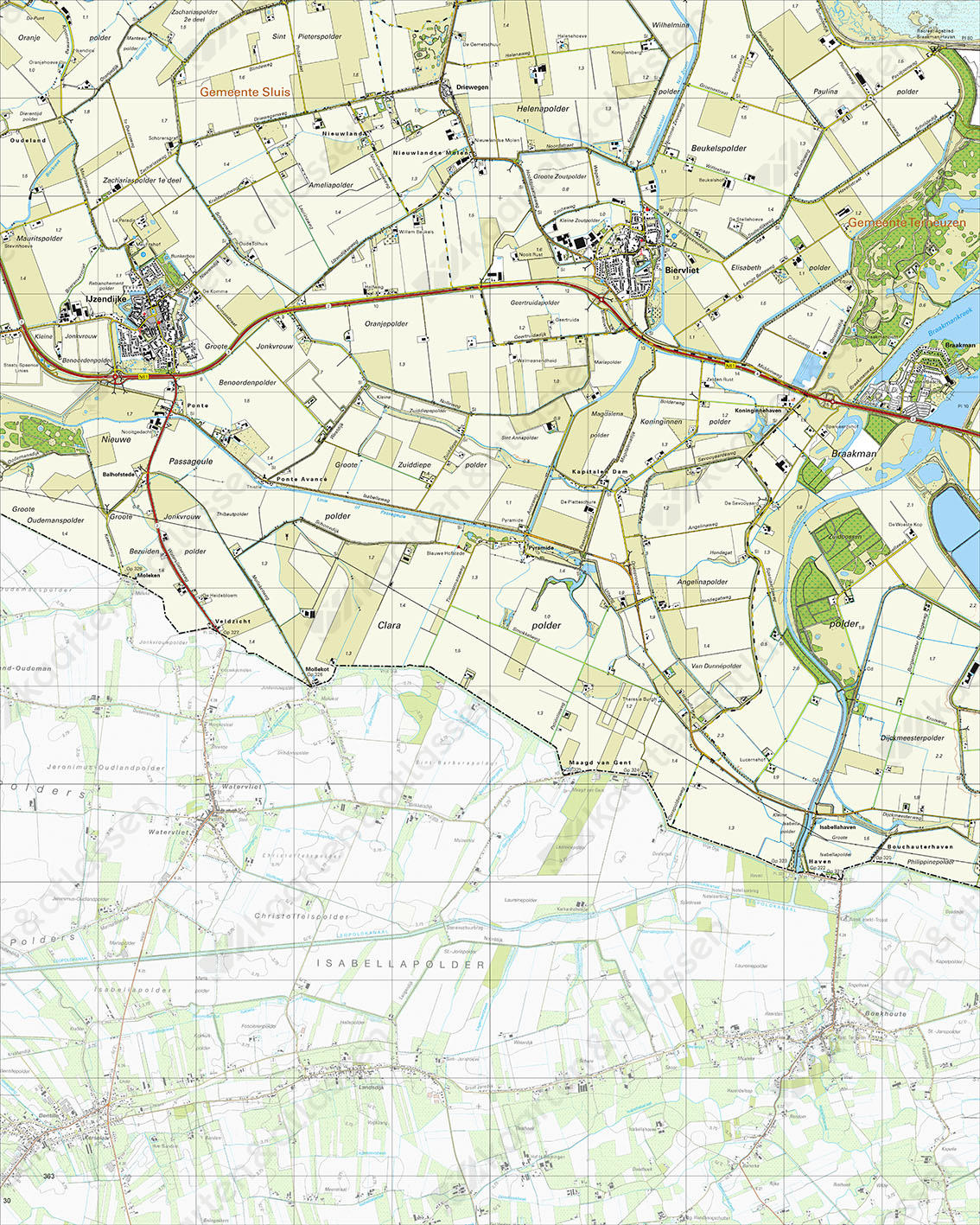  Topografische Kaart 54B Ijzendijke Gewicht