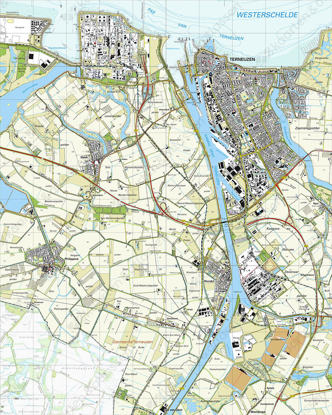 Topografische Kaart 54E Terneuzen Topografische Kaart 54E Terneuzen