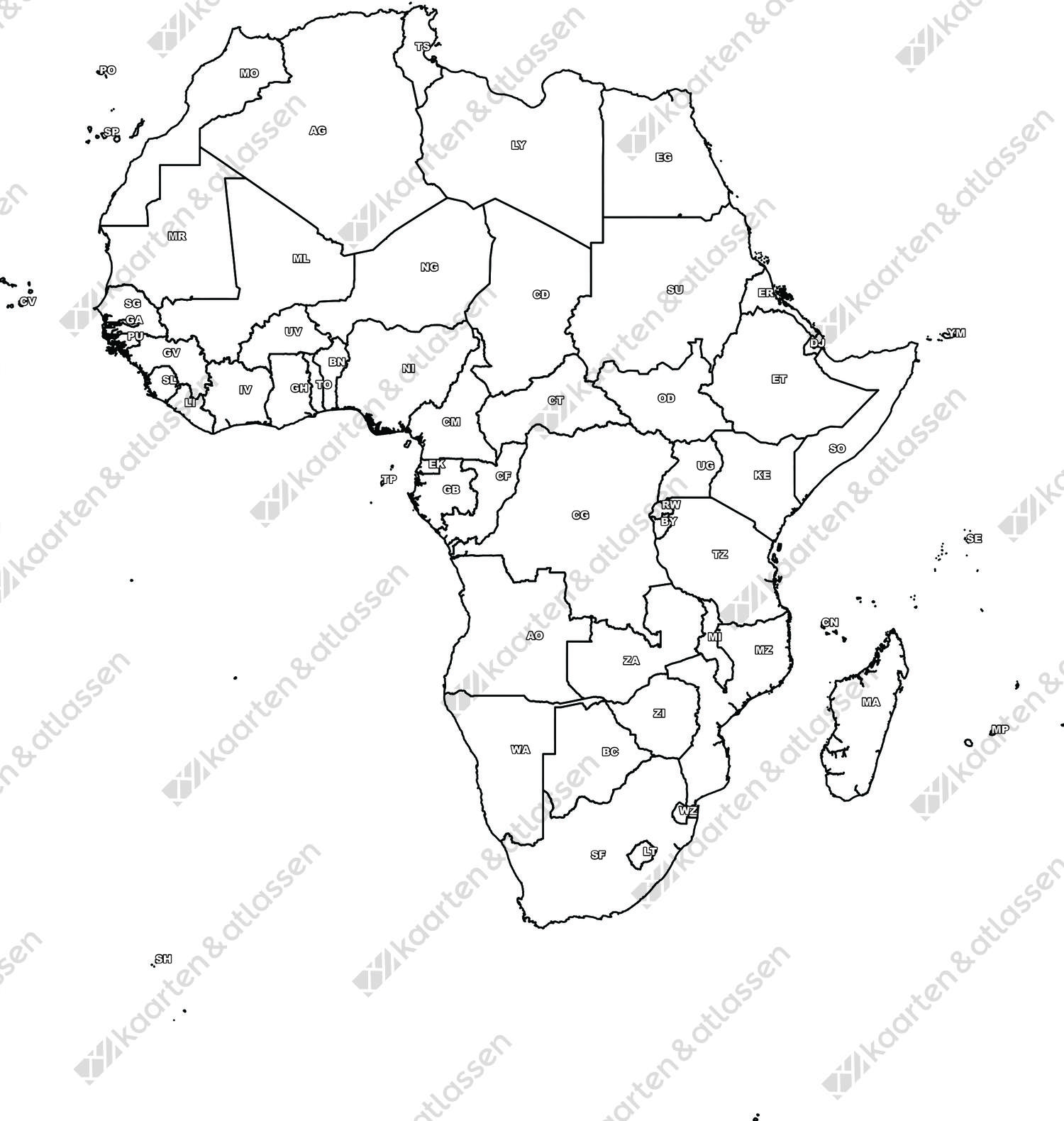 Gratis digitale kaart Afrika Gratis digitale kaart Afrika