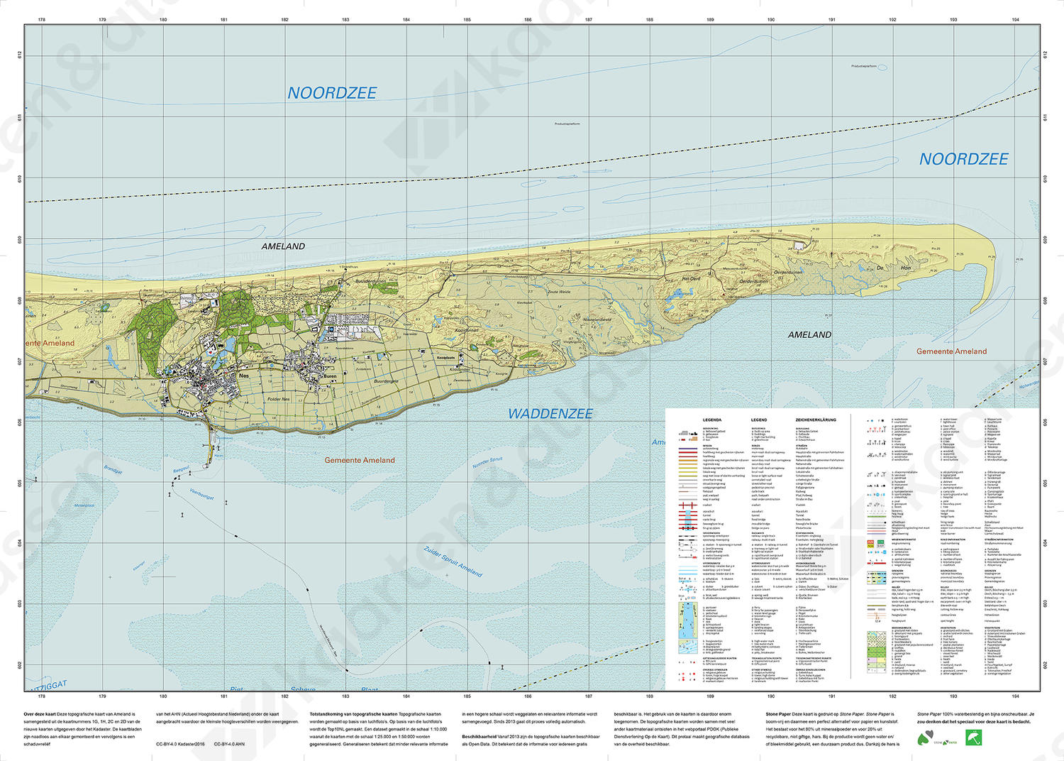 Topografische kaart Ameland | Kaarten en Atlassen.nl